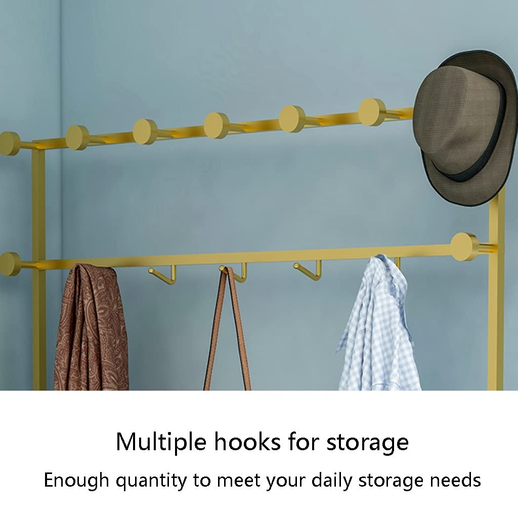3-in-1 Industrial Hall Tree with Storage Shelves & Shoe Bench - Sturdy Coat Rack with Hooks for Entryway, Bedroom, Living Room - Easy Assembly (Blue, 60x35x175cm) - Perfect for Small Spaces & Organizing Shoes, Coats, Bags & Accessories