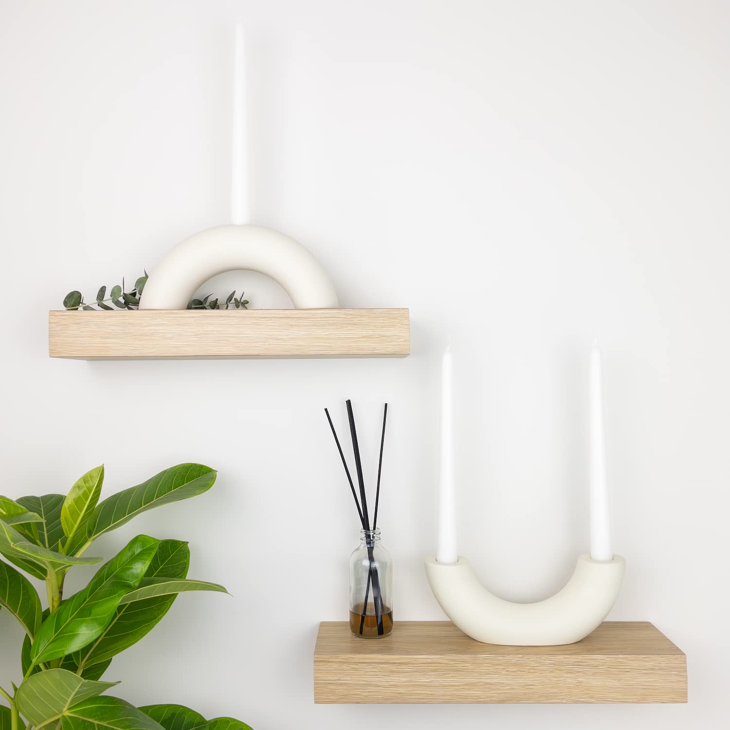 Ceramic Candle Holder Set for 3 Tapers - Modern Minimalist Home Decor for Dining & Living Room
