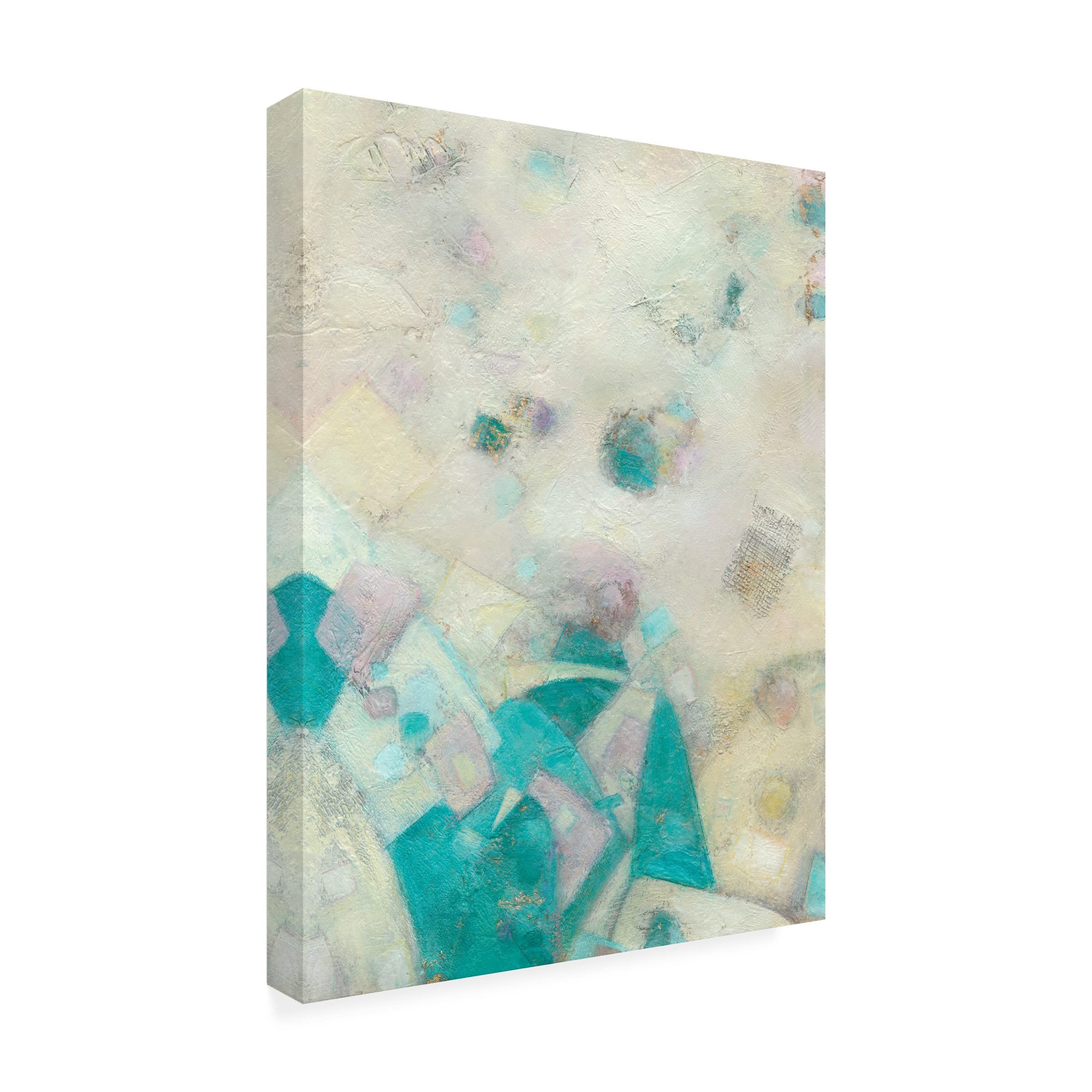 Beverly Crawford 'Turquoise Celebration I' Canvas Wall Art - Handmade Modern Abstract Painting for Living Room, Bedroom & Office Decor