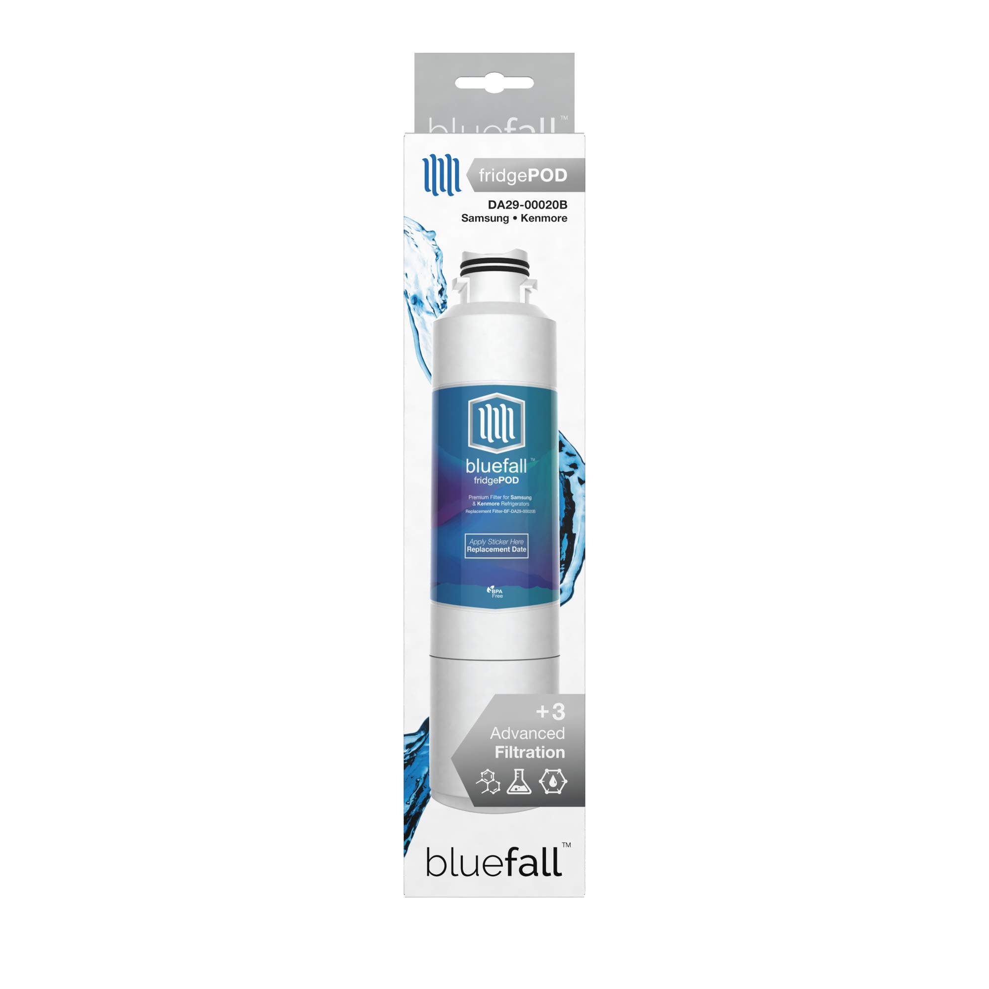 Samsung DA29-00020B Water Filter Replacement - 2 Pack Compatible with Samsung Refrigerators | BlueFall Certified | Improves Water Taste & Purity for Drinking, Ice Making & Cooking