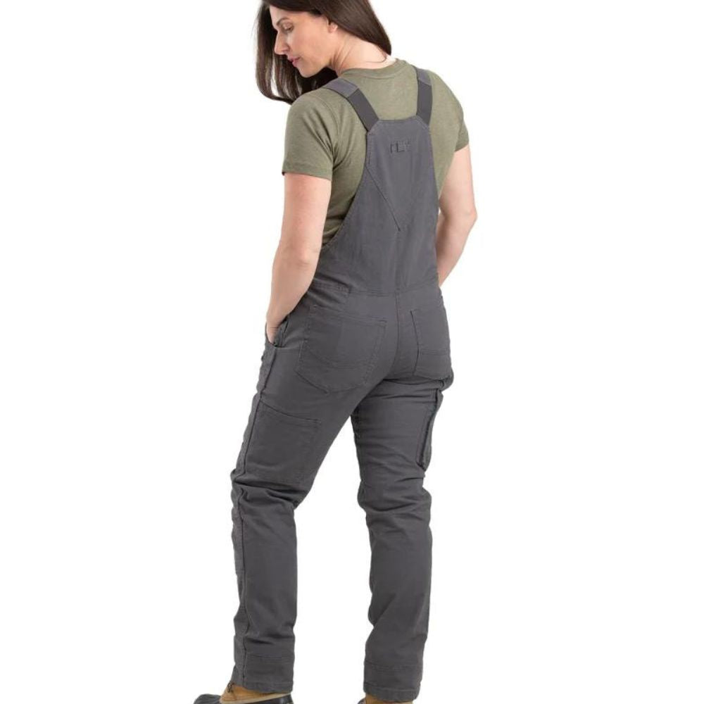 Berne Women's Flex Softstone Duck Unlined Bib Work Overalls WB922 - Titanium Grey - Durable & Comfortable for Farming, Gardening & Outdoor Work