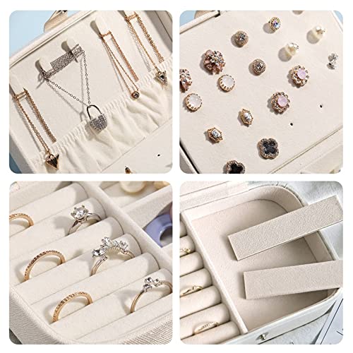 Portable PU Leather Jewelry Organizer Box - Travel Jewelry Storage Case for Earrings, Necklaces & Rings | Durable Green Jewelry Box for Women, Gift Packaging & Travel Use