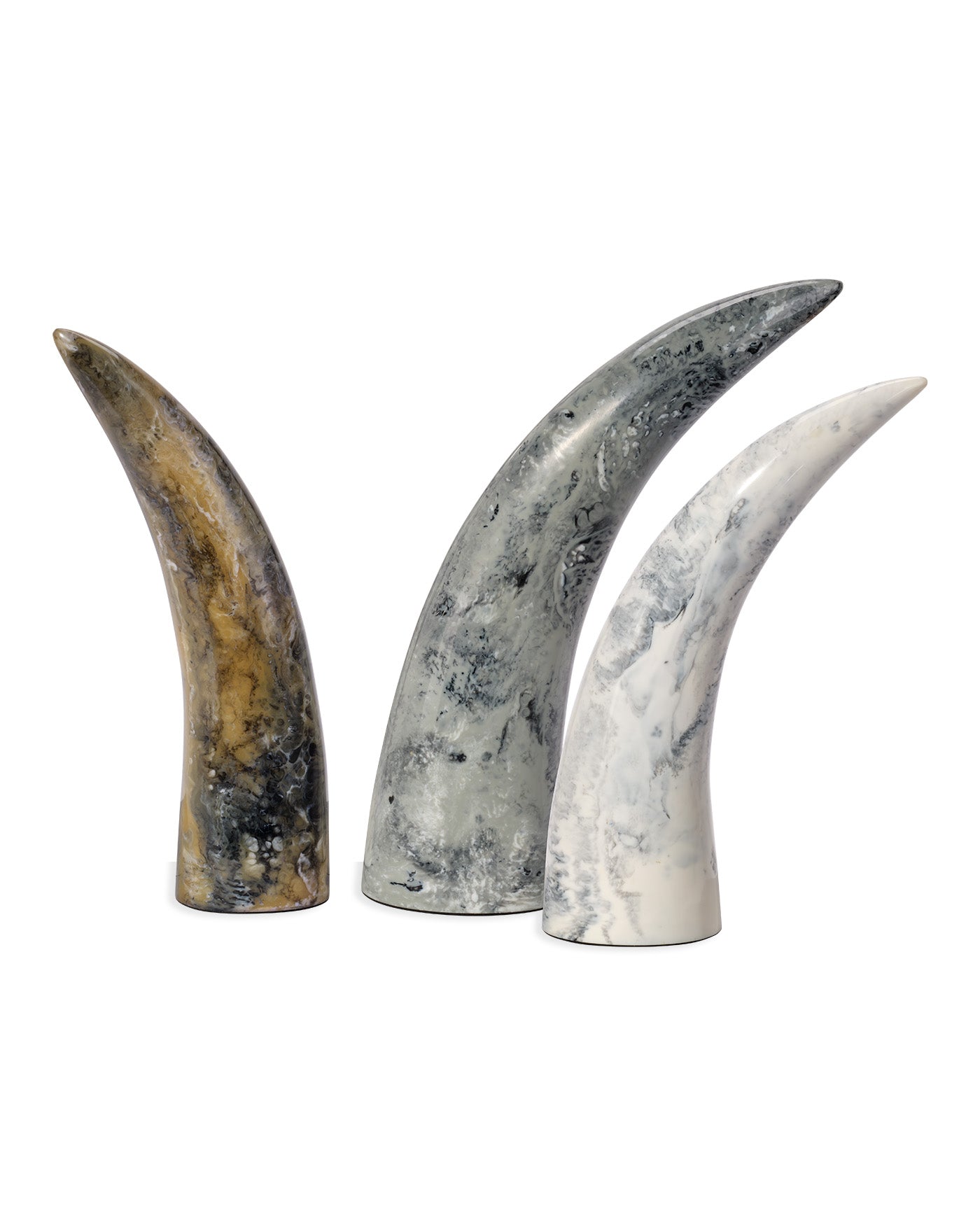 Variegated Horn Decorative Objects - Handcrafted Natural Home Decor for Shelf Display, Coffee Table Centerpiece & Boho Chic Interior Styling