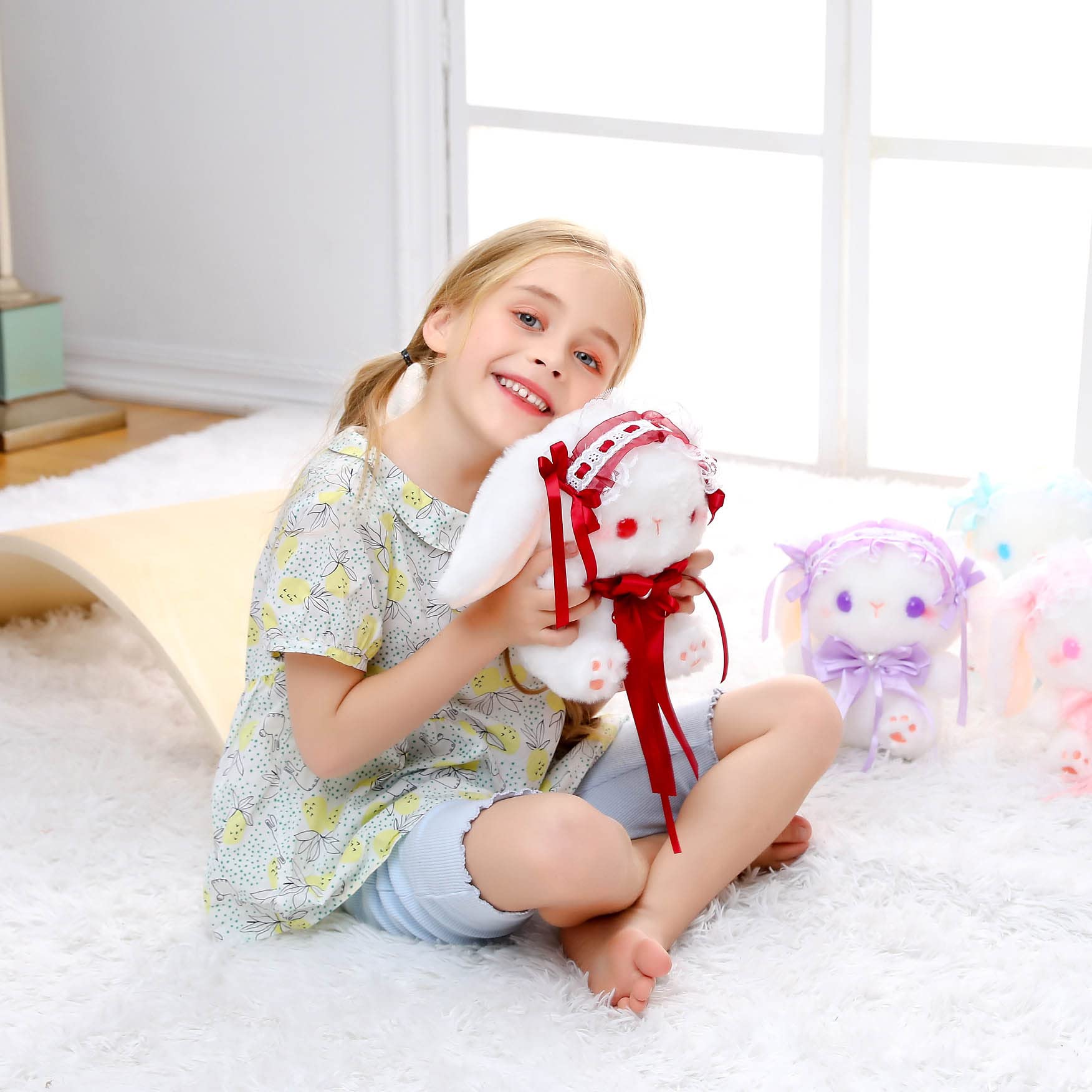 Cute 9 Inch Lolita Bunny Plush Toy - Soft Stuffed Animal Doll for Kids, Best Gift for Children (Red) - Perfect for Bedtime Cuddles, Nursery Decor & Birthday Presents