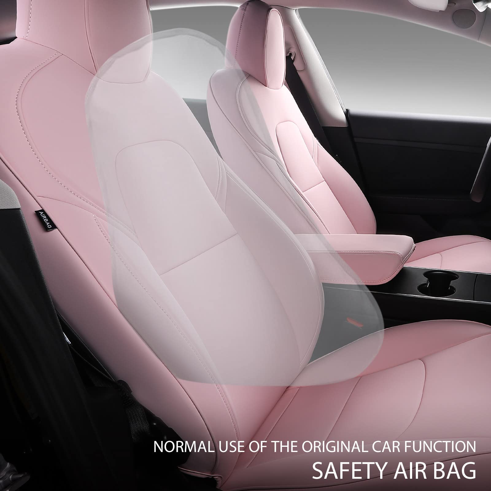 Premium PU Leather Tesla Model 3 Seat Covers (2017-2023) - 12-Piece Set in Pink - Waterproof Car Seat Protectors for Enhanced Comfort & Style - Perfect for Daily Commute, Road Trips & Family Protection