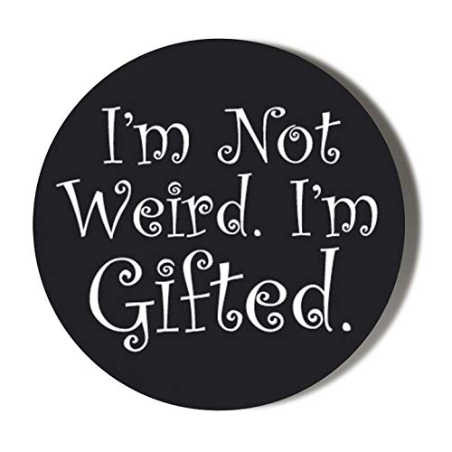 Handheld Makeup Mirror - I Am Not Weird I Am Gifted White on Black Design | 58mm Compact Mirror for Travel, Vanity & Purse | Perfect for Makeup Application & Touch-Ups