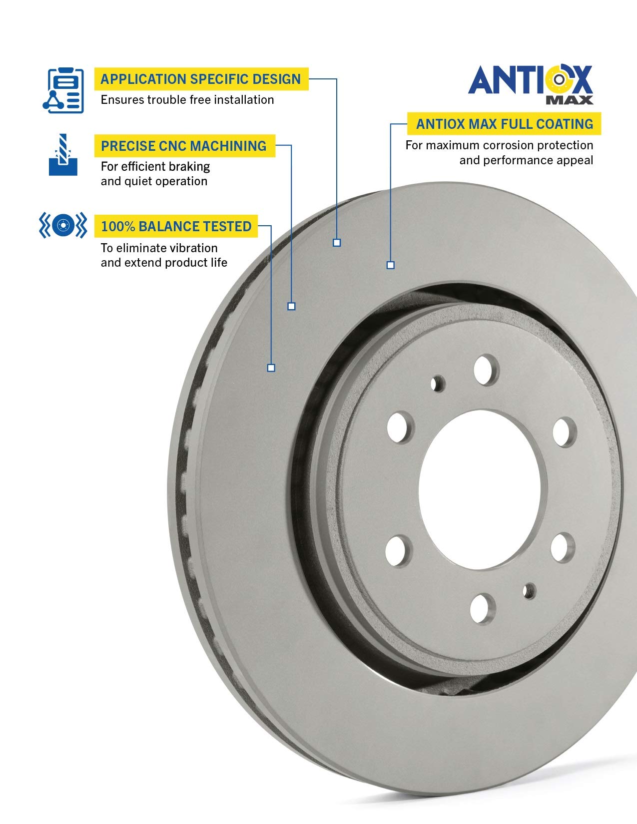 Goodyear Anti-Ox Polished Rear Brake Kits with Carbon-Ceramic Pads - PRK80862R - Compatible with Ford, Chevy, Dodge & More | High-Performance Braking for Trucks, SUVs & Off-Road Vehicles