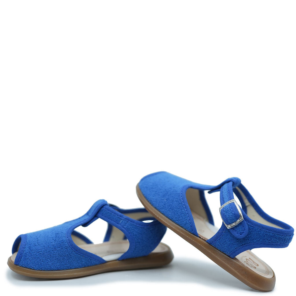 Pepe Blue Terry T-Strap Sandals for Women - Comfortable Summer Beach Slides with Soft Terry Cloth Upper - Perfect for Poolside, Vacation & Casual Outings