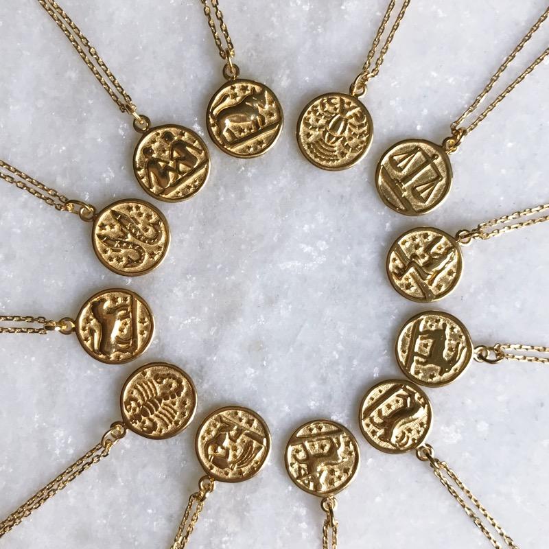 Personalized Zodiac Sign Engravable Coin Necklace - Custom Horoscope Pendant for Women & Men - Perfect for Birthdays, Anniversaries & Spiritual Gifts
