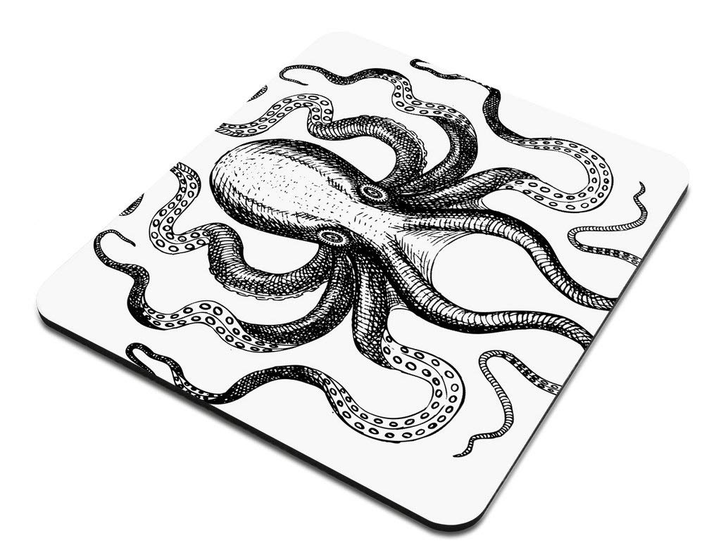 Custom Gaming Mouse Pad with Hand-Drawn Octopus Design - Non-Slip Rubber Base for PC & Laptop - Perfect for Gamers, Office & Home Workspace