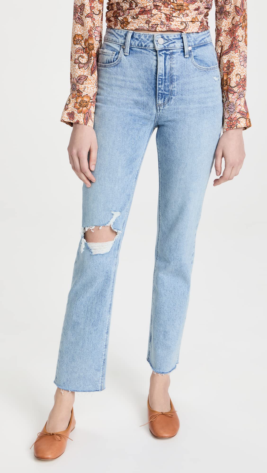 PAIGE Women's Stella Straight Leg Jeans - High Waist Denim Pants for Casual & Office Wear | Comfortable Stretch Fit for Everyday Style