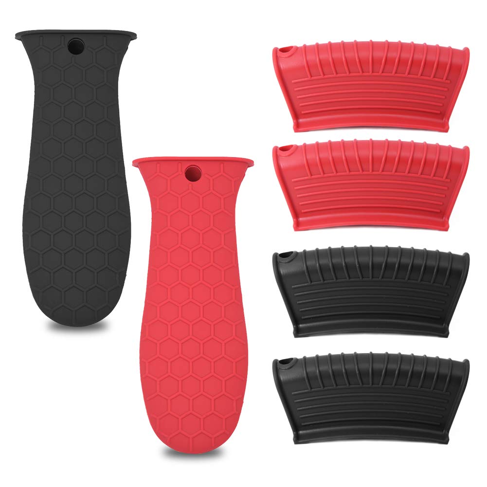 6-Pack Silicone Hot Handle Holders - Non-Slip Heat Resistant Pot Handle Covers for Cast Iron Skillets, Frying Pans & Griddles - Perfect for Cooking, Grilling & Kitchen Safety