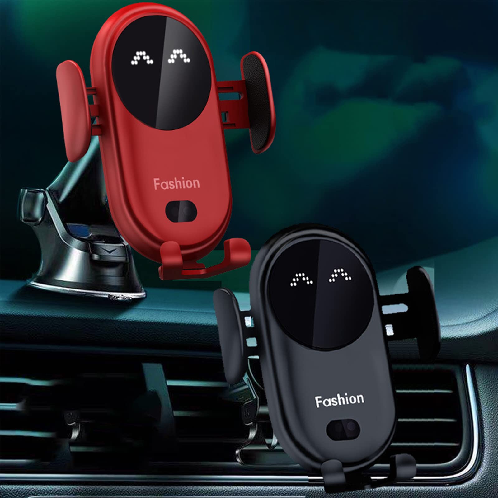 LYEAA Universal Wireless Car Charger with Suction Cup Mount - 10W Fast Charging, Infrared Sensor Auto-Clamping Phone Holder for iPhone & Android - Perfect for Commuting, Road Trips & Hands-Free Driving