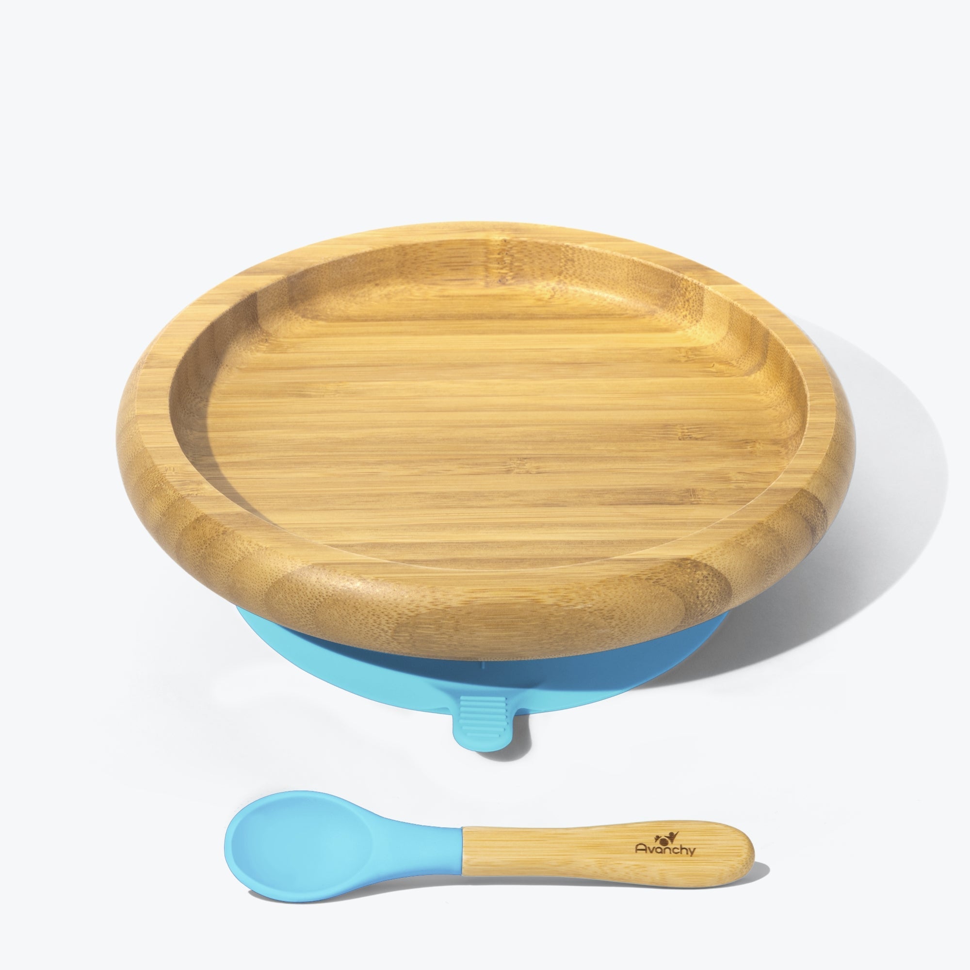 Avanchy Bamboo Suction Baby Plate & Spoon Set - Eco-Friendly, Non-Slip, BPA-Free | Perfect for Toddler Mealtime, High Chair, and Travel Feeding