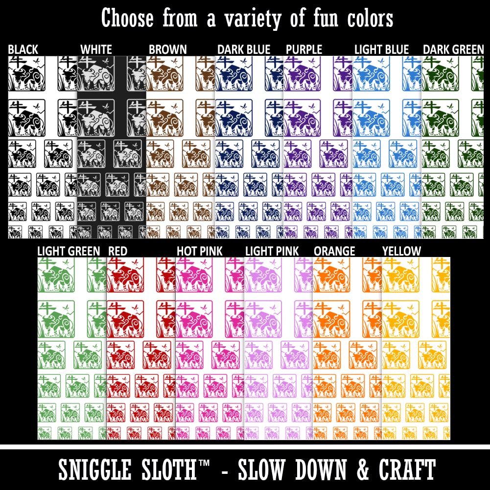 Chinese Zodiac Ox Temporary Tattoo - Waterproof Fake Body Art Stickers - Black Design (1 Sheet) - Perfect for Festivals, Cosplay, Halloween & Themed Parties