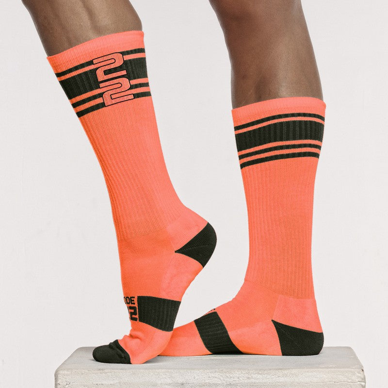 Code 22 Active Running Socks 8008 - Neon Coral Performance Athletic Socks for Men & Women - Perfect for Jogging, Gym Workouts & Sports Activities
