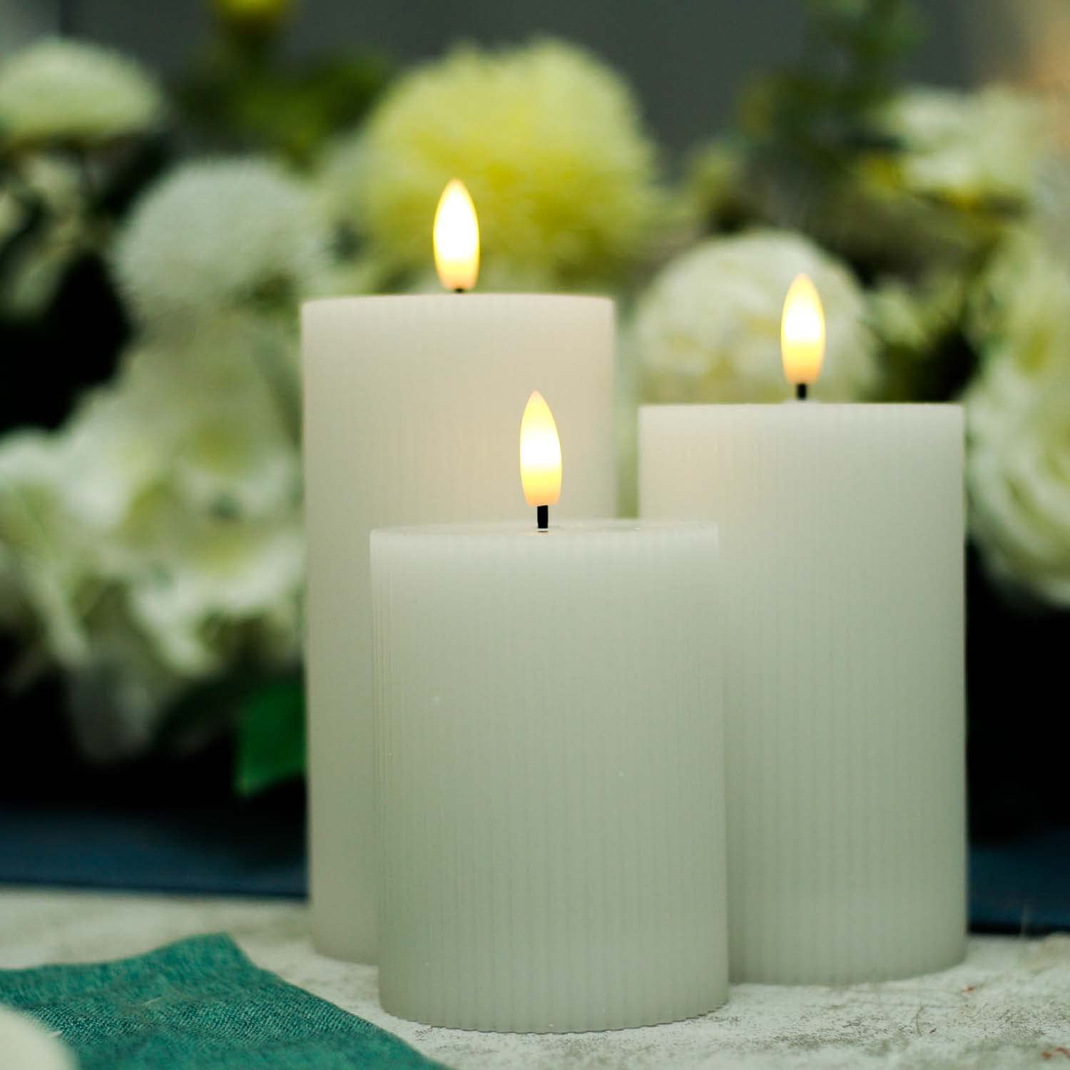 Flameless LED Candles Battery Operated - 3 Pack White Real Wax Pillar Candles with 10-Key Remote & 3D Wick - Romantic Home Decor for Weddings, Dining Table Centerpieces & Relaxing Ambiance
