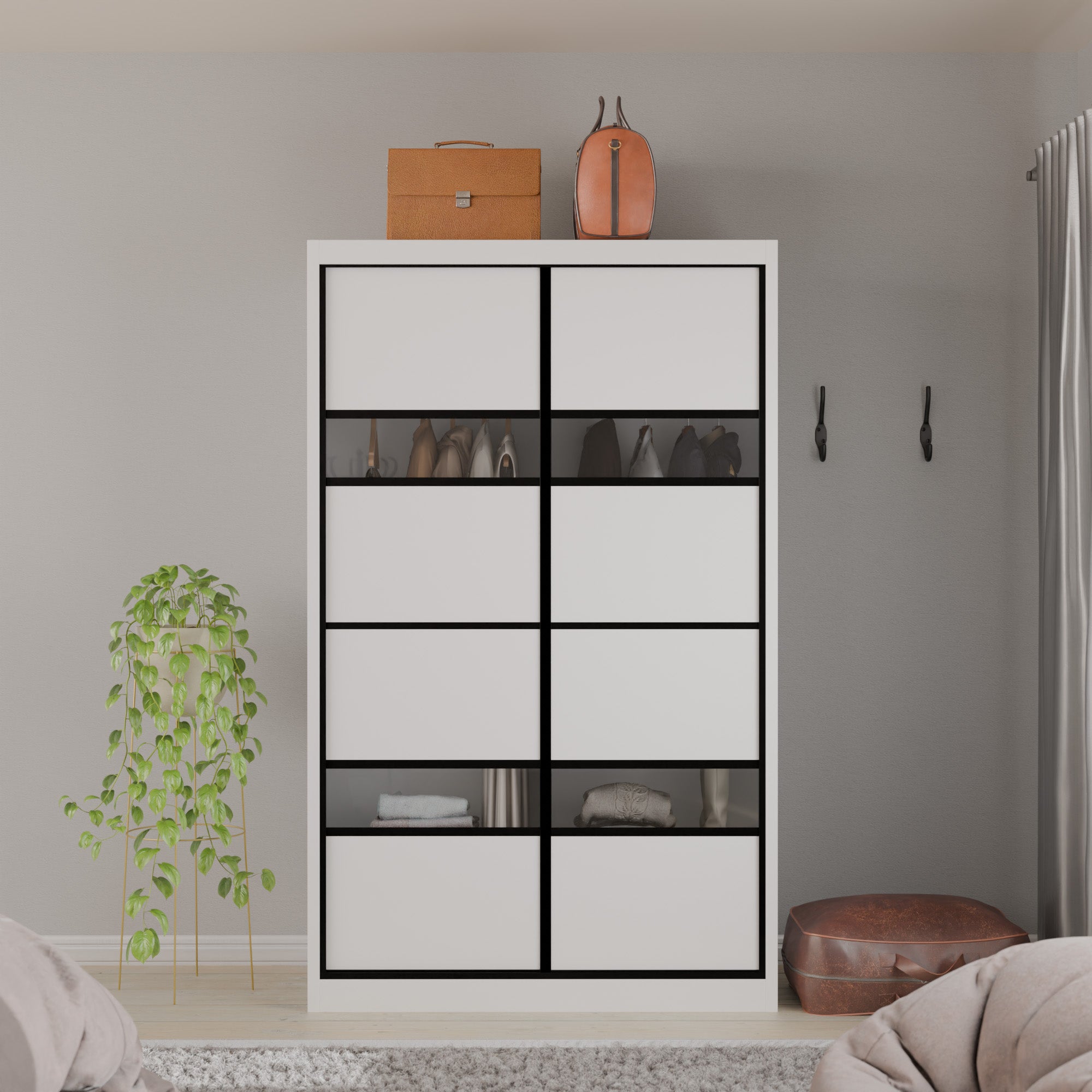 Josie Modular Wardrobe W05 - Customizable Closet Organizer System for Bedroom & Walk-in Closets | Space-Saving Storage Solution for Clothes, Shoes & Accessories