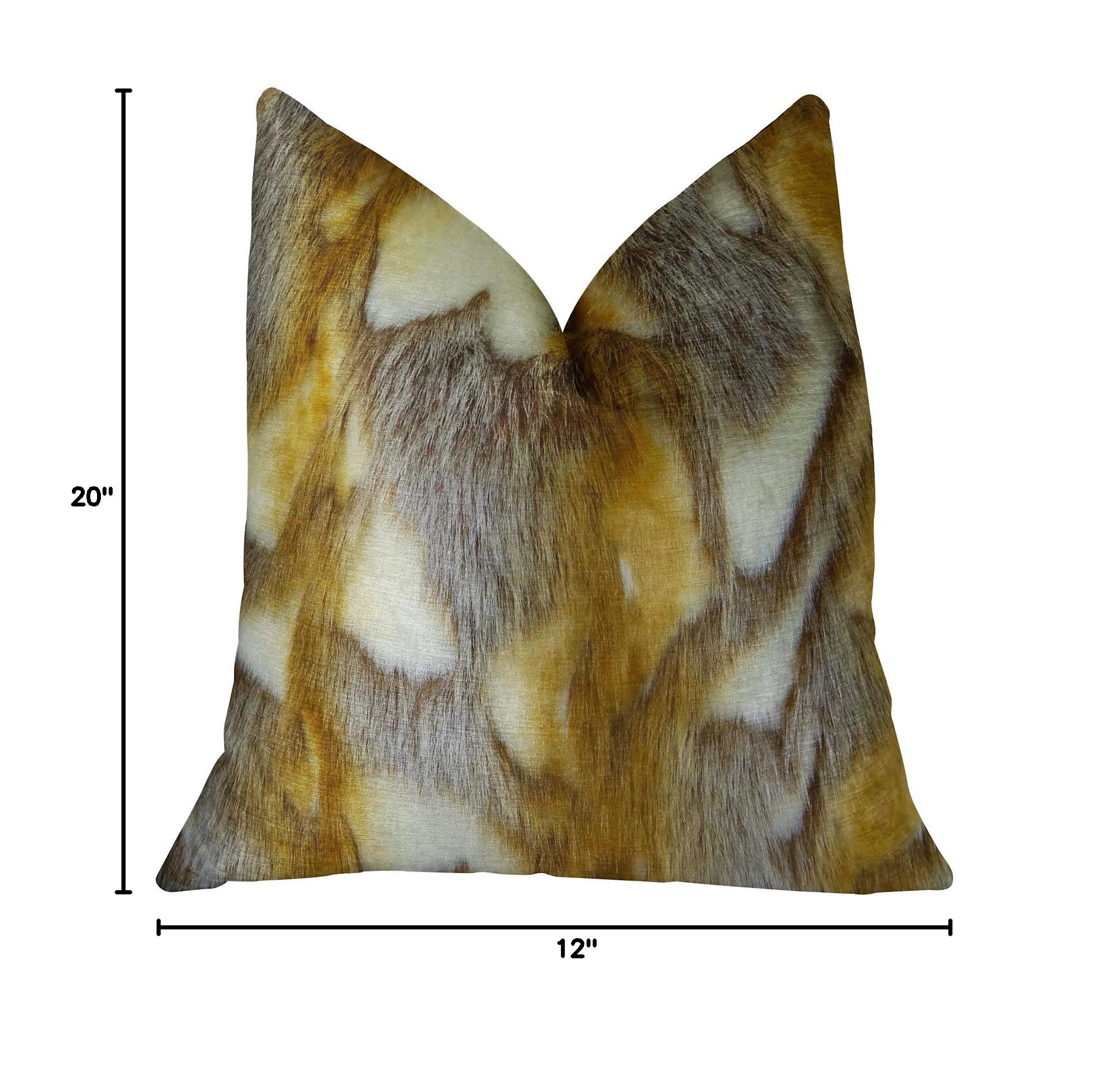Plutus Elegant Brandy Fox Handmade Luxury Decorative Pillow 12x20 Inches - Perfect for Sofa, Bed & Home Decor