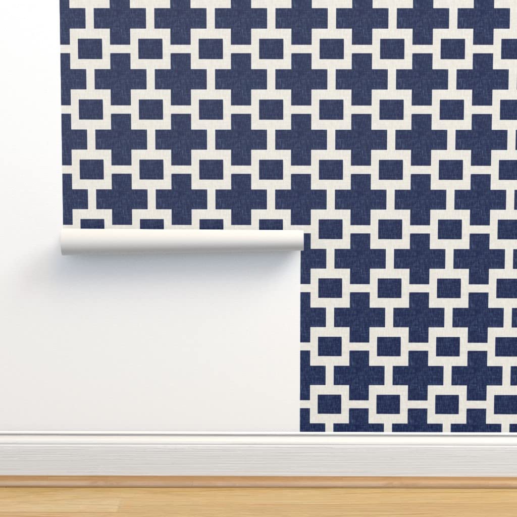 Peel & Stick Wallpaper 9ft x 2ft - Navy Blue Geometric Modern Removable Self-Adhesive Wallpaper for Bedroom, Living Room, Office & Home Decor | Easy to Install & Remove
