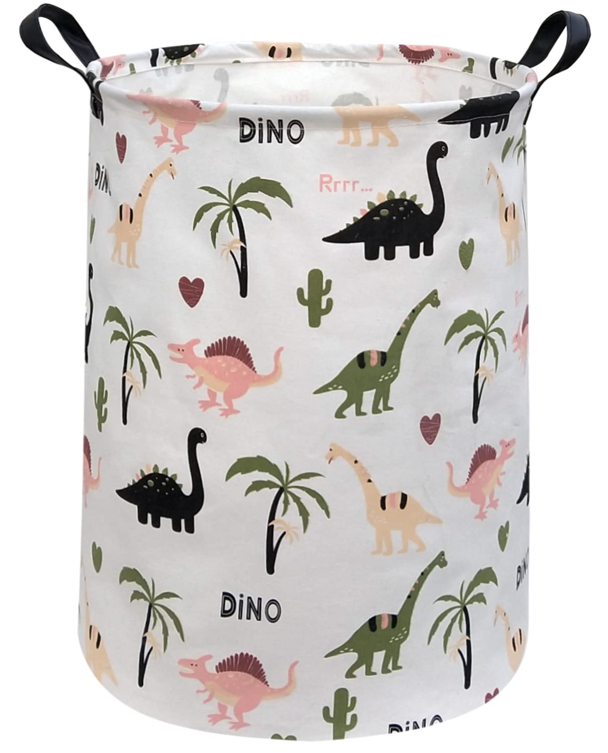 Dinosaur Laundry Basket - Large Collapsible Canvas Storage Bin for Baby Clothes, Toys & Nursery | Home, Office & Toy Organizer | Durable Fabric Hamper for Kids Room Decor (Dinosaur Design)