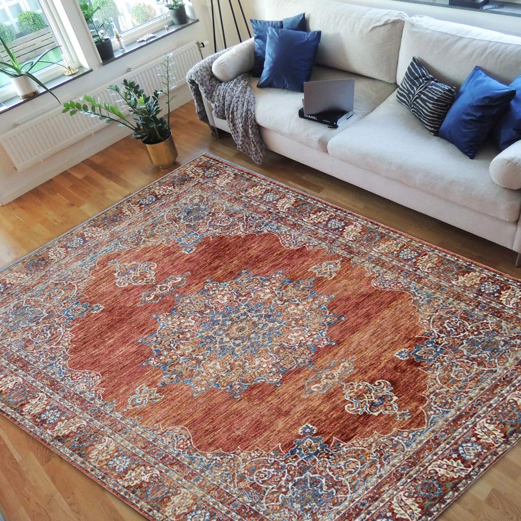 Handmade Traditional Oriental Persian Vintage Area Rugs - 5'x7' Luxury Living Room Rug, Copper Multi-Color Design for Home Decor | Perfect for Boho, Vintage & Modern Interior Styles