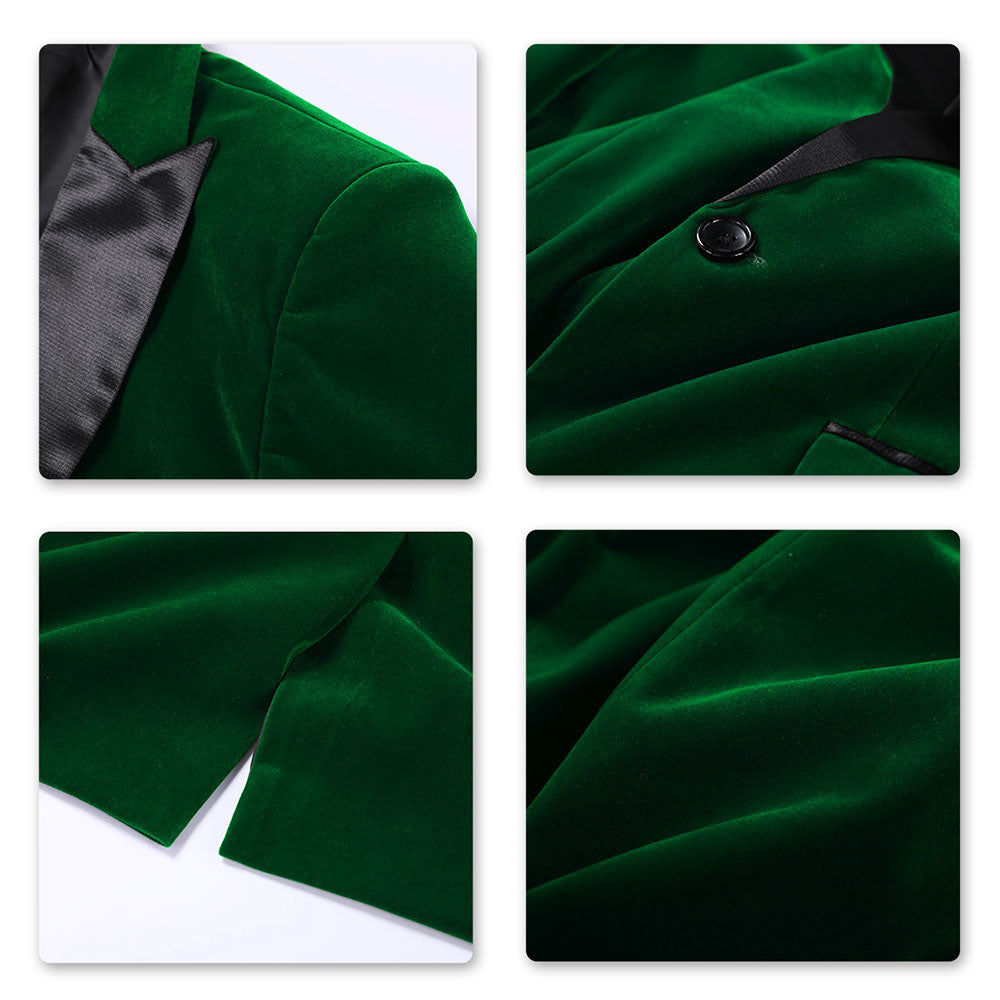 Slim Fit 2 Piece Green Velvet Tuxedo Suit for Men - Formal Wedding & Evening Party Outfit