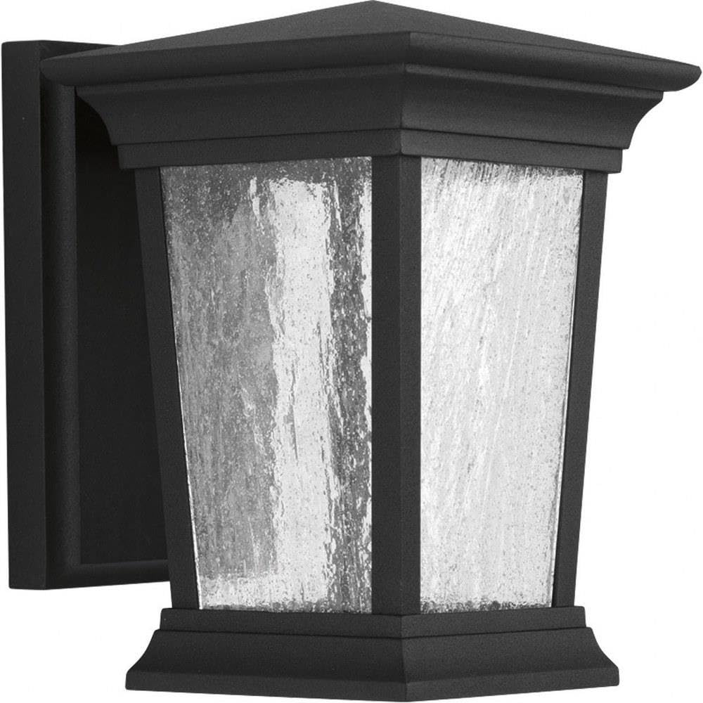Progress Lighting Arrive LED Modern Outdoor Wall Lantern - Clear Seeded Glass with Textured Black Finish | Energy-Efficient Exterior Light for Porch, Patio, Garden & Entryway Lighting