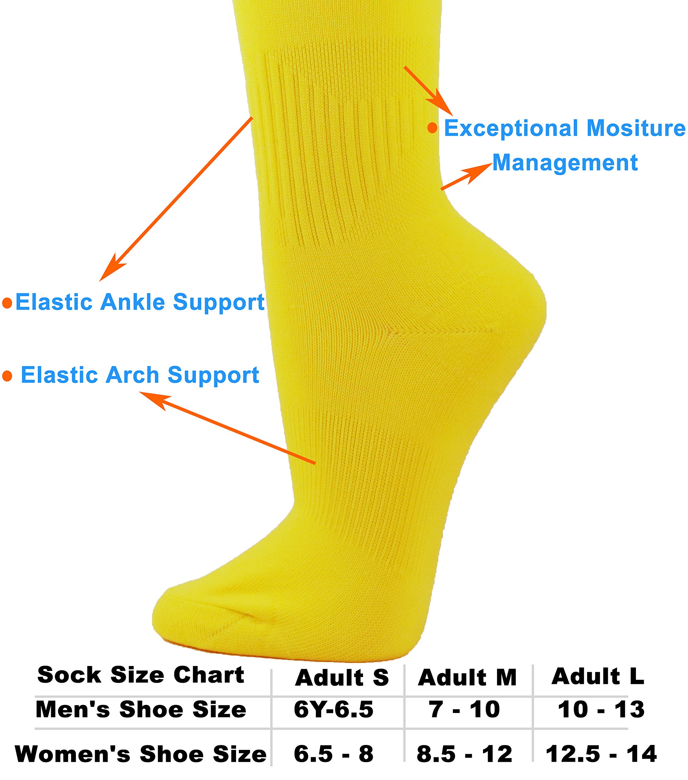 COUVER Affordable Polyester Soccer Knee High Socks - Breathable Sports Team Socks for Men & Women - Perfect for Soccer, Running, and Team Sports