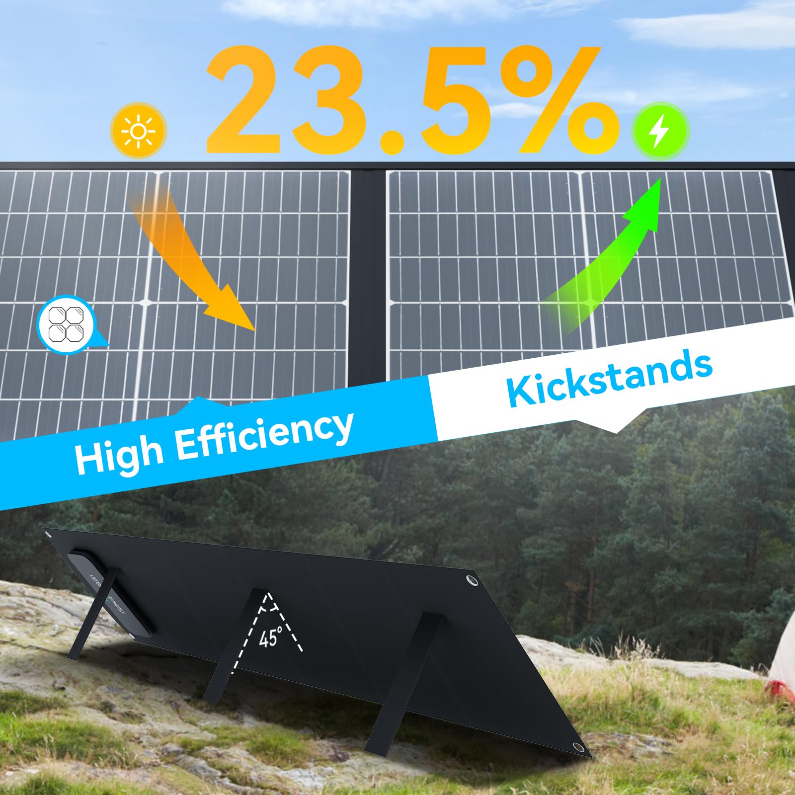 Ecosonique 200W Portable Solar Panel for Power Stations - Foldable Lightweight Solar Charger with Kickstand, USB-C PD3.0 & USB-A QC3.0, MC4 Output - Perfect for Solar Generators, RV Camping, Hiking & Outdoor Adventures