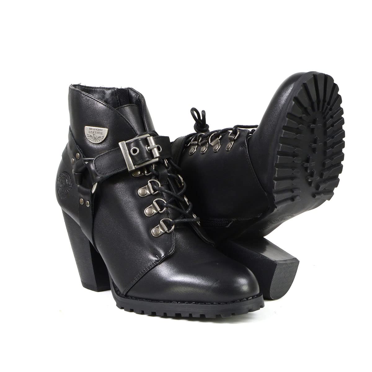 Milwaukee Leather Women's Premium Leather Motorcycle Boots - Classic Biker Style for Casual Riding & Fashion | Durable & Comfortable for Daily Wear & Motorcycle Adventures