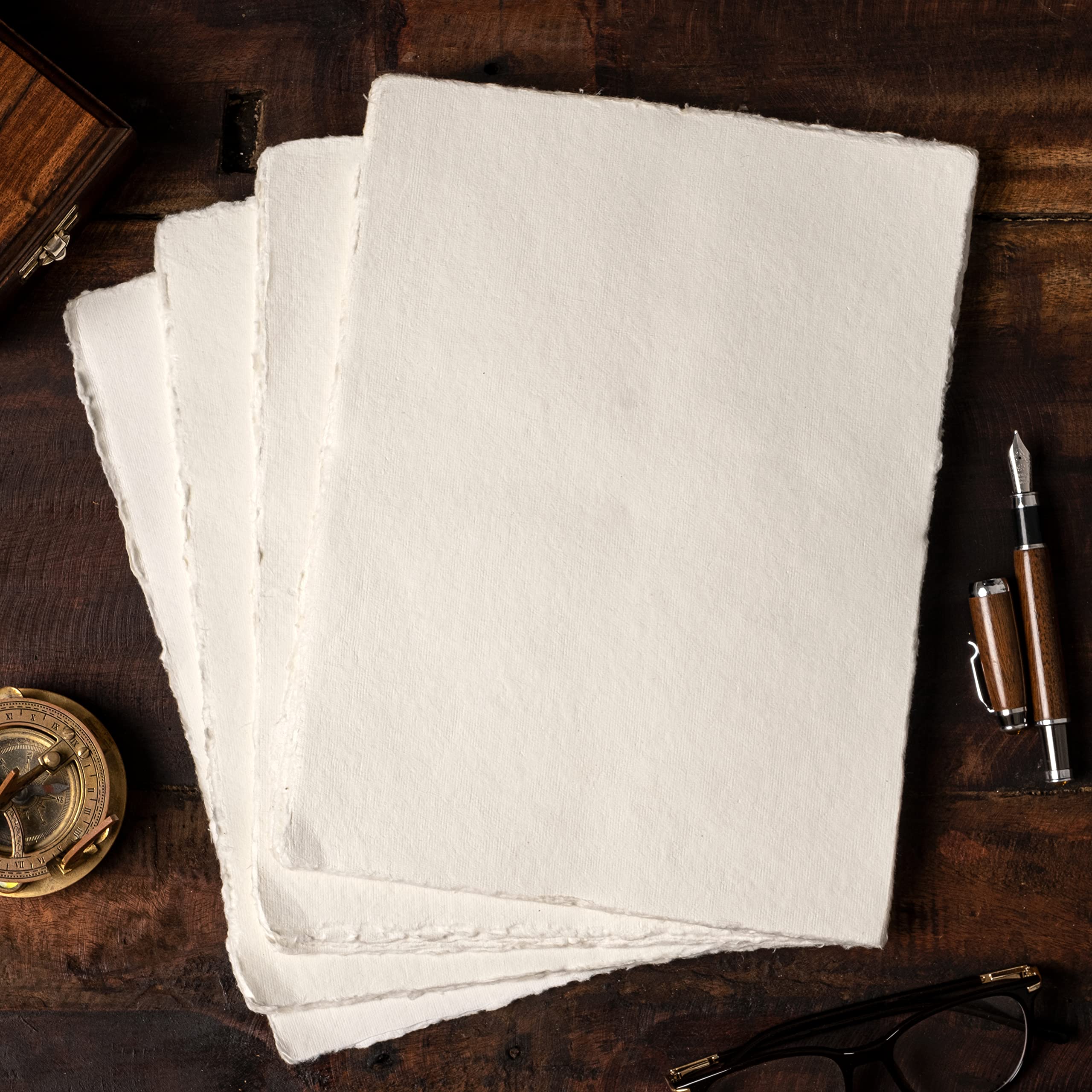 Premium Watercolor Paper 8.5 x 11 Inches - 200 GSM Handmade Recycled Cotton Paper Pack of 50 Sheets | Acid-Free Artist Paper for Watercolor, Gouache, Ink & Mixed Media | Ideal for Sketching, Calligraphy & Art Projects