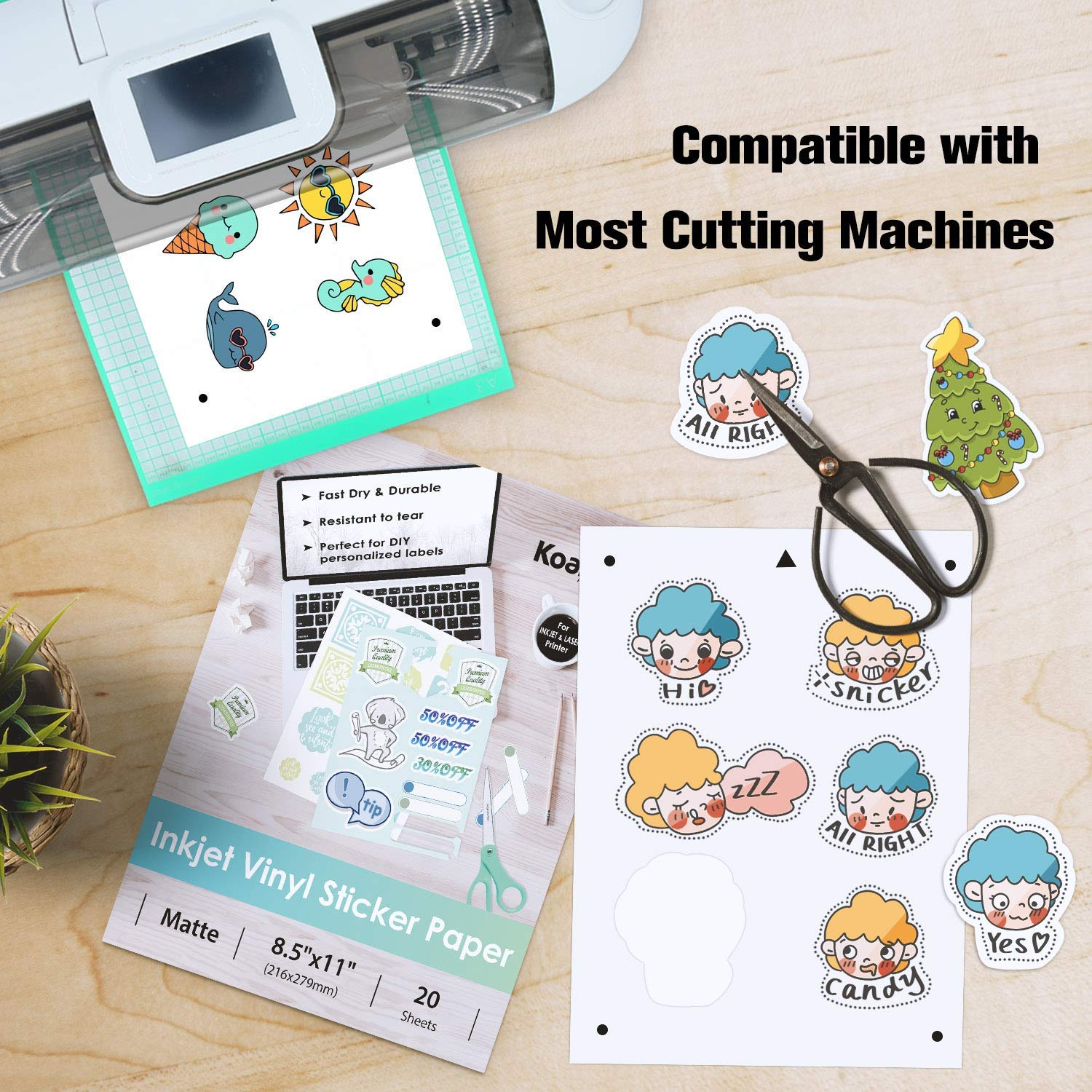Premium Koala Printable Vinyl Sticker Paper - Matte & Glossy Finish Bundle Pack for DIY Crafts, Scrapbooking, and Laptop Decoration