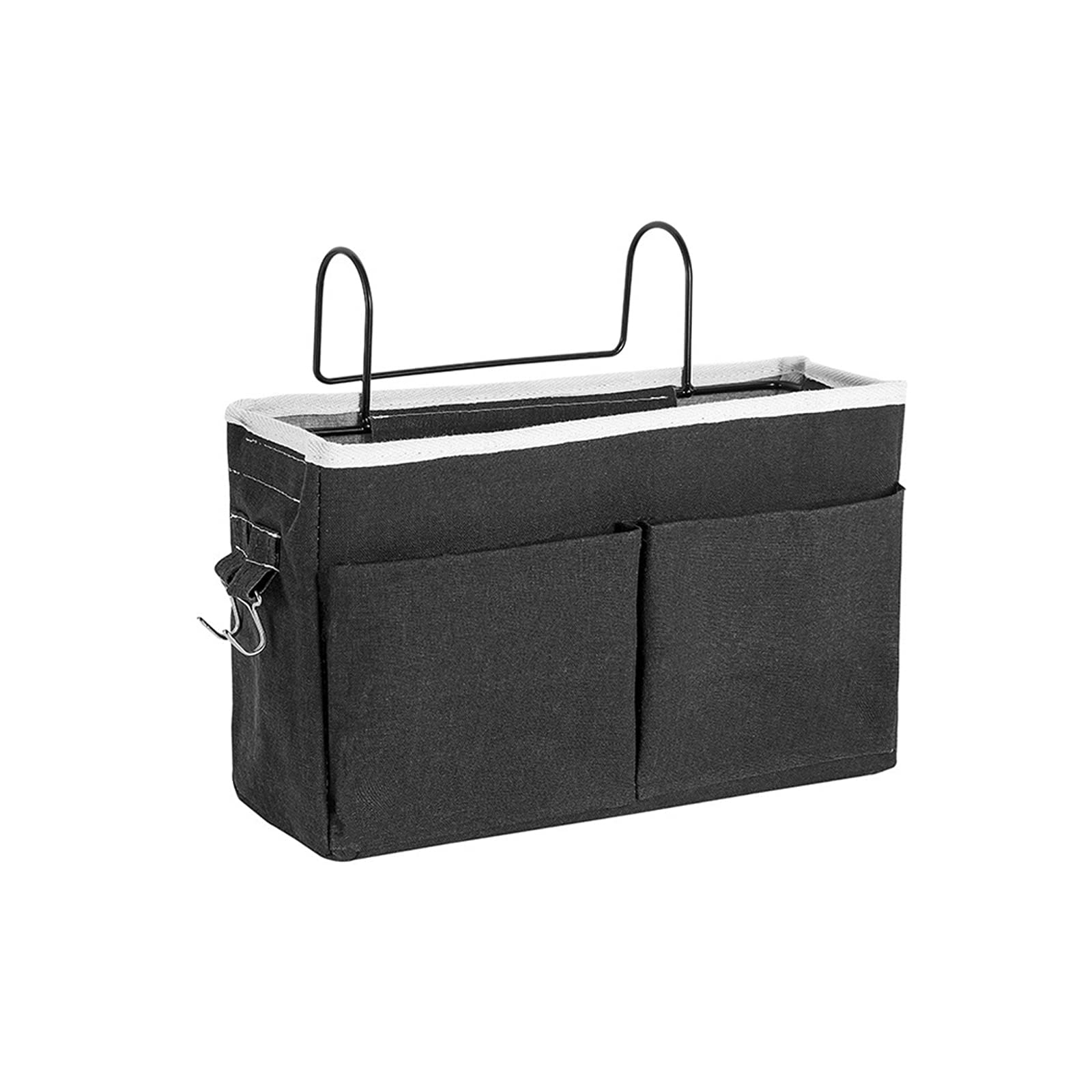 2-Pack Hanging Bedside Organizer Caddy with Hook - Bed Storage Pocket for Dorm, Kids Room, Bunk & Loft Beds - Holds Phone, Remote, Laptop, Books (Black) | Perfect for College Dorms, Kids' Rooms & Space-Saving Bed Storage