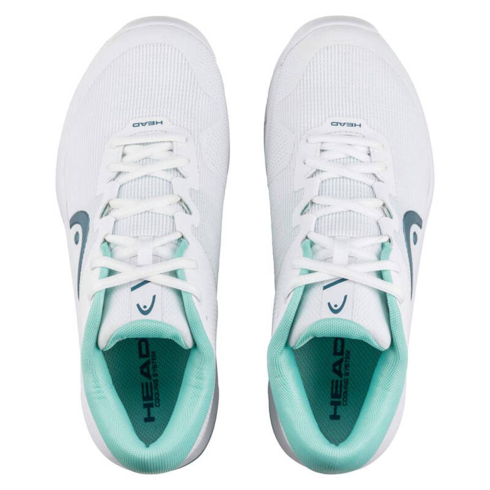 Head Revolt Evo 2.0 Women's Tennis Shoes - Lightweight Performance Court Shoes for Women in White/Turquoise - Perfect for Tennis Training, Matches & Casual Wear