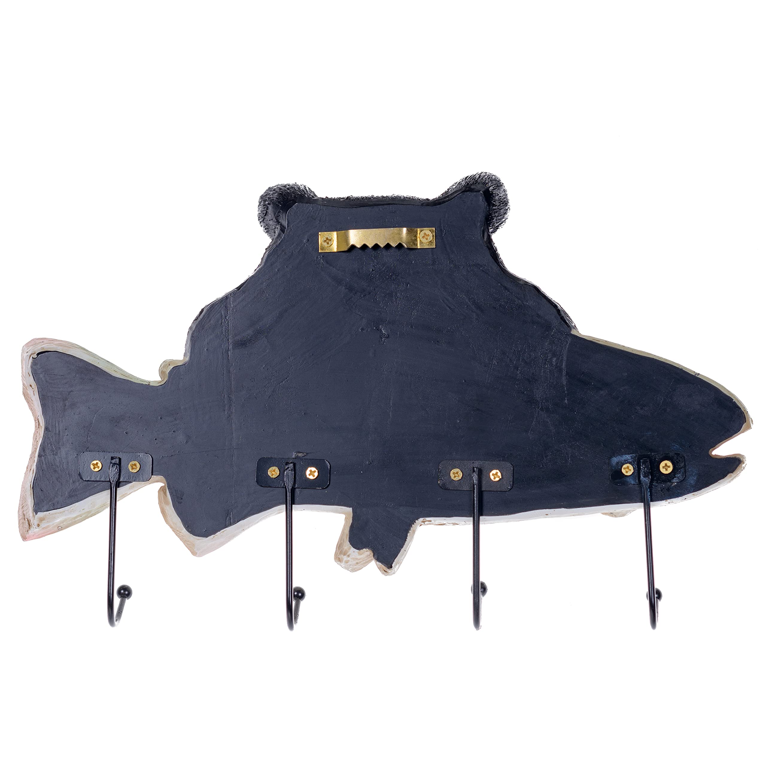 Pine Ridge Fish and Bear Key Holder - Wall Mounted Hooks for Keys, Jackets & Towels | Rustic Home Entryway Decor for Cabin, Farmhouse or Lodge
