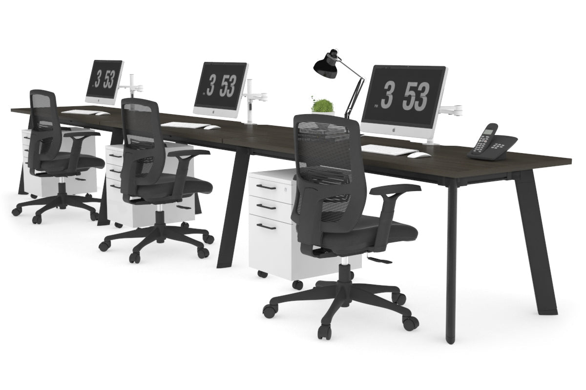Switch 3-Person Office Workstation Desk - 1800L x 800W with Cable Management | Ideal for Collaborative Workspaces & Open Office Environments