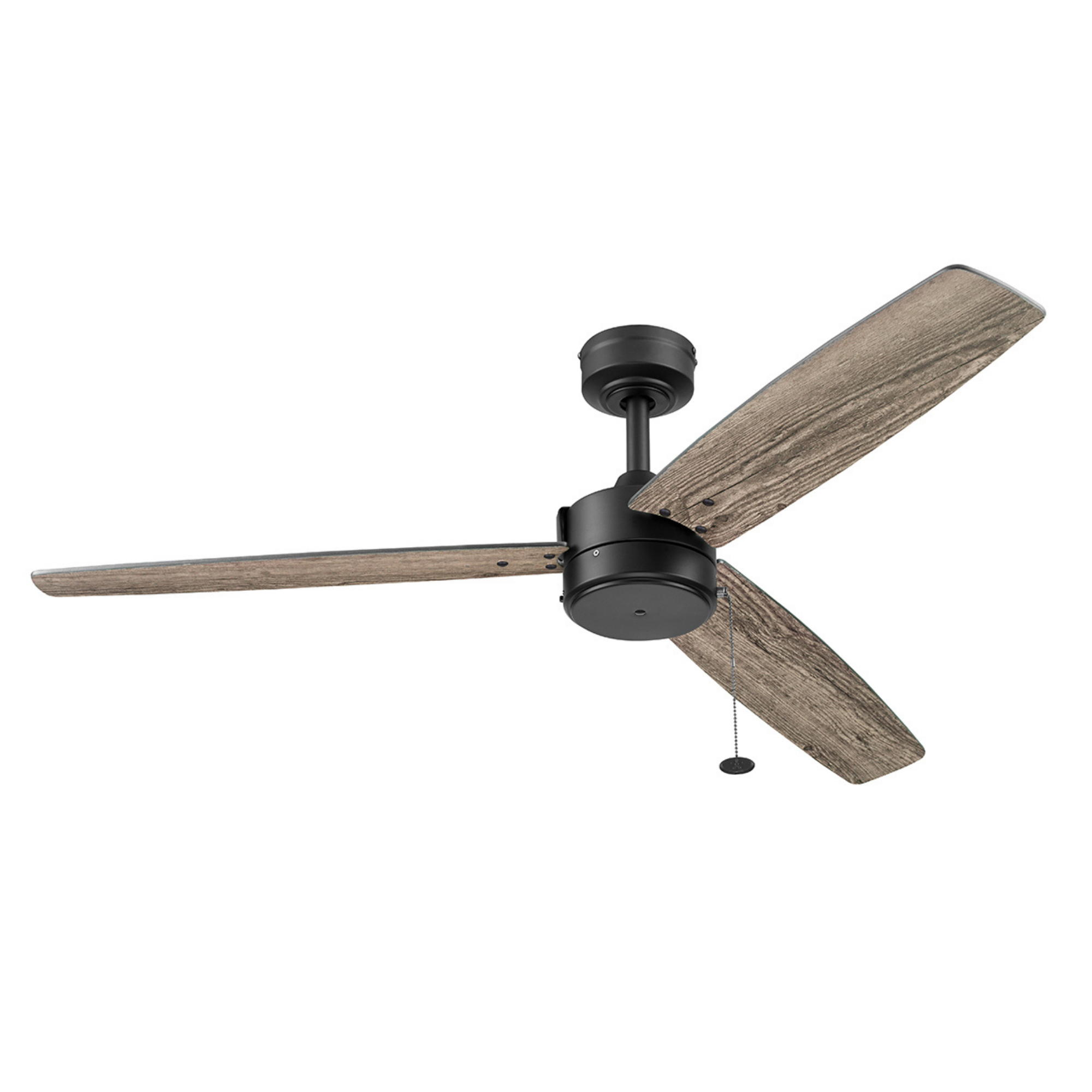 52 Inch Matte Black Ceiling Fan with Pull Chain - Indoor/Outdoor Use for Living Room, Bedroom, Patio & Covered Porch