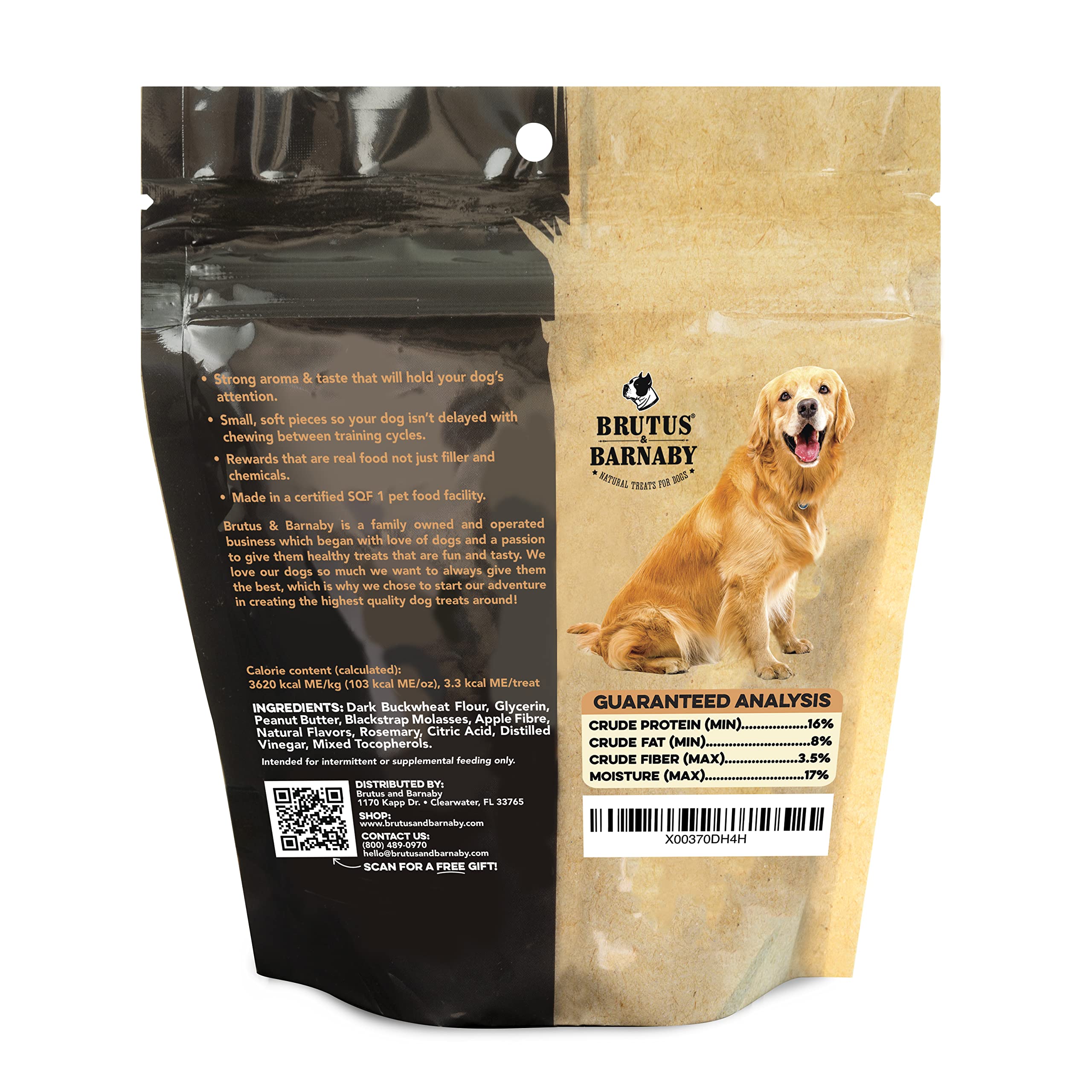 BRUTUS & BARNABY All-Natural Peanut Butter & Apple Vegan Dog Training Treats - Low Calorie Healthy Snacks for Puppy & Dog Rewards - Perfect for Obedience Training, Behavior Reinforcement and Positive Reward System