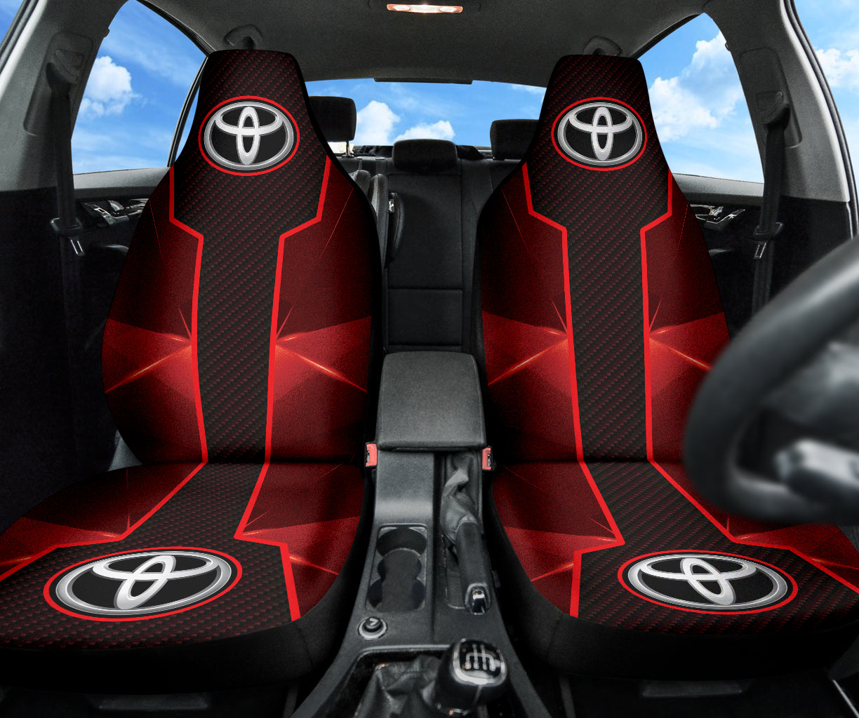 Premium Toyota Car Seat Covers - Soft Red Custom Fit for Camry/Corolla/Rav4 - Durable Neoprene Material for Comfort & Style | Perfect for Road Trips, Commuting & Car Protection