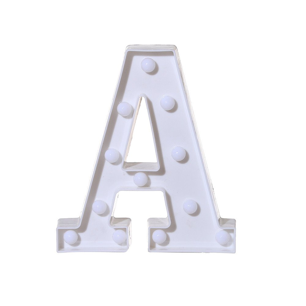 McKellogg LED Alphabet Letter Lights - White Plastic A-M Letters for Home Decor, Parties & Weddings - Standing or Hanging Decorative Lights for Wall, Shelf & Tabletop Displays