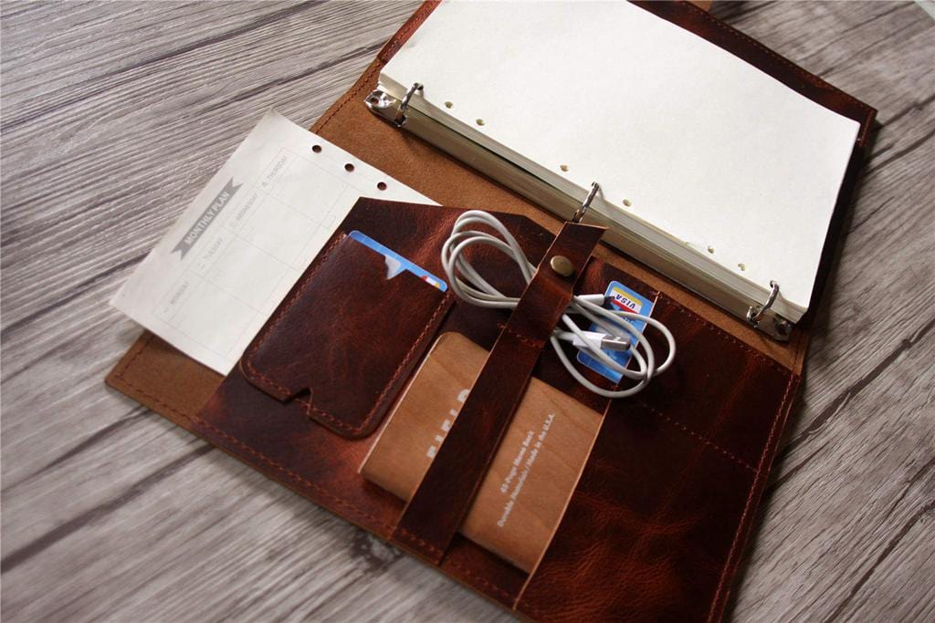 Personalized Luxury Brown Leather Binder Wedding Folder - Elegant Wedding Invitation Holder, Guest Book & Keepsake Organizer for Bridal Shower, Anniversary & Special Events