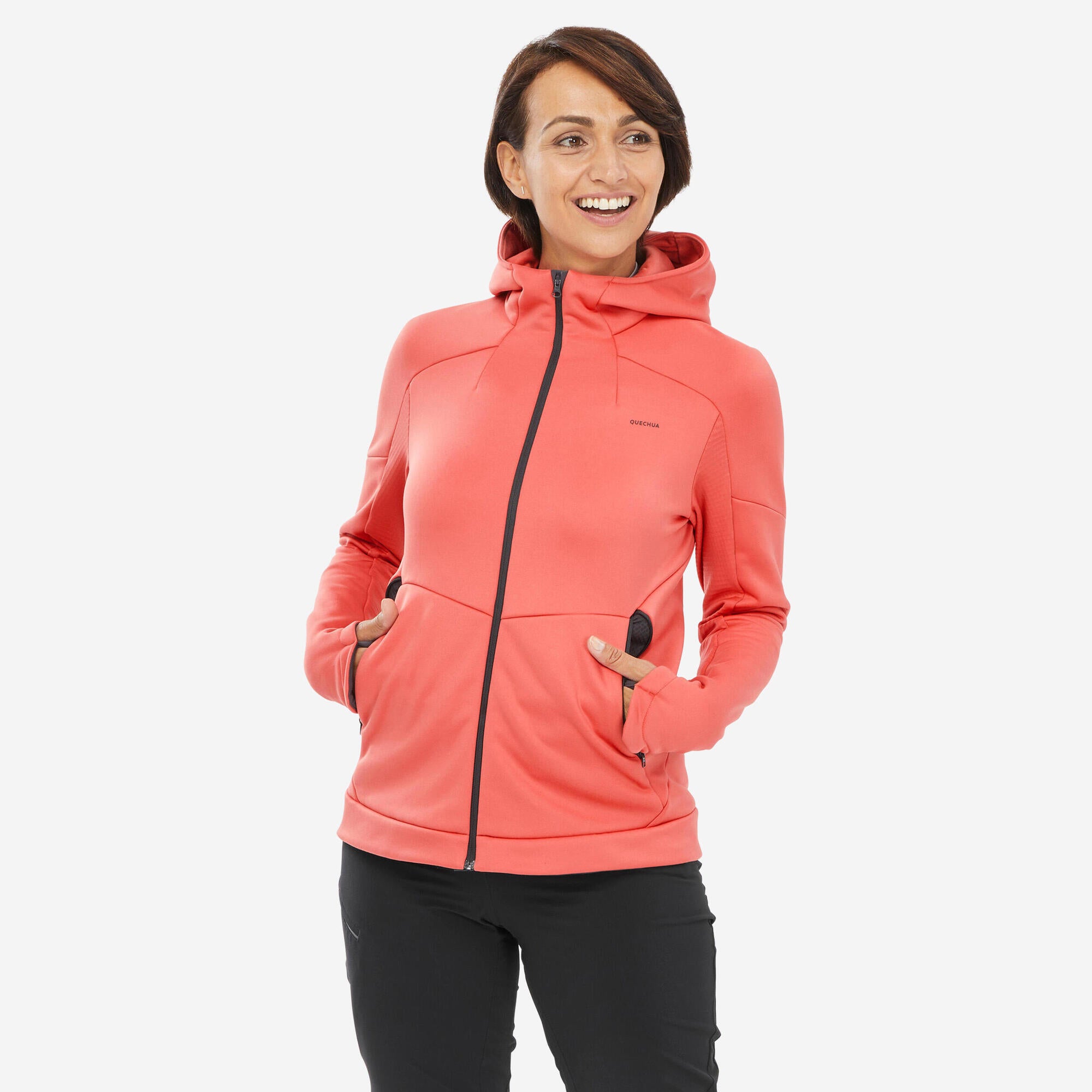 Quechua Women's MH520 Hooded Fleece Jacket - Lightweight Warm Hiking Pullover for Outdoor Adventures & Travel