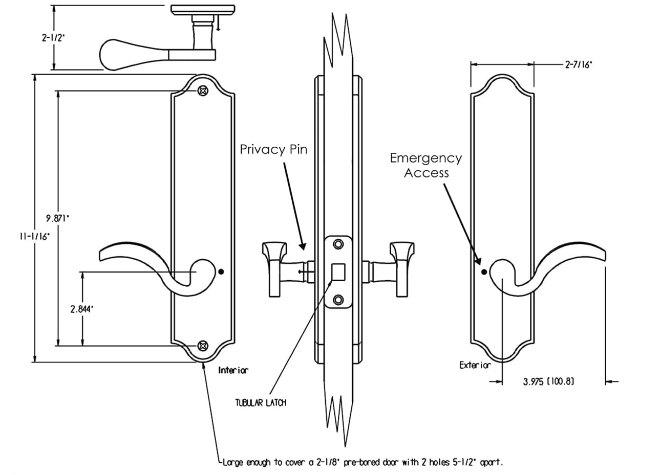 Royal Zinc Die-Cast Lever Set with Privacy Function - Lifetime Polished Brass Finish - 2-3/4