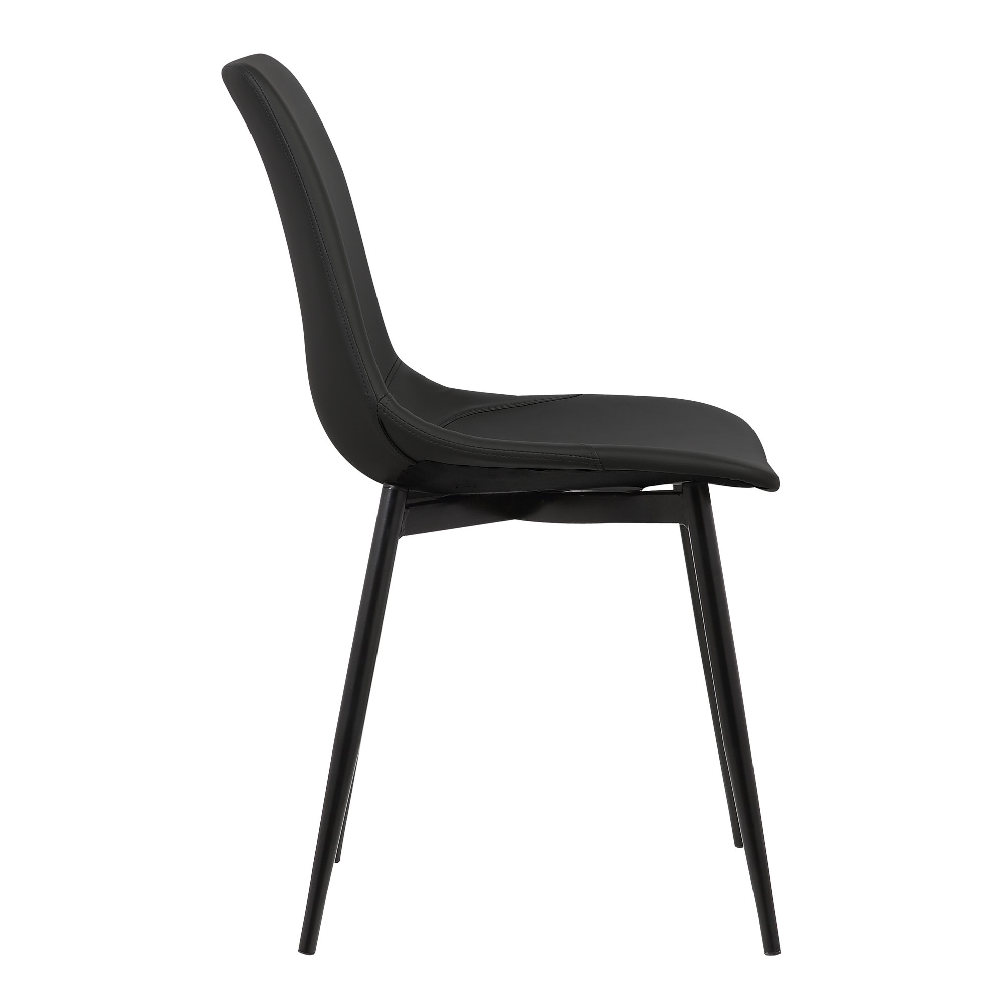 Armen Living Monte Mid Century Modern Dining Chair - Black Faux Leather Upholstery with Black Metal Legs - Perfect for Kitchen, Dining Table, Home Office Desk & Vanity Area