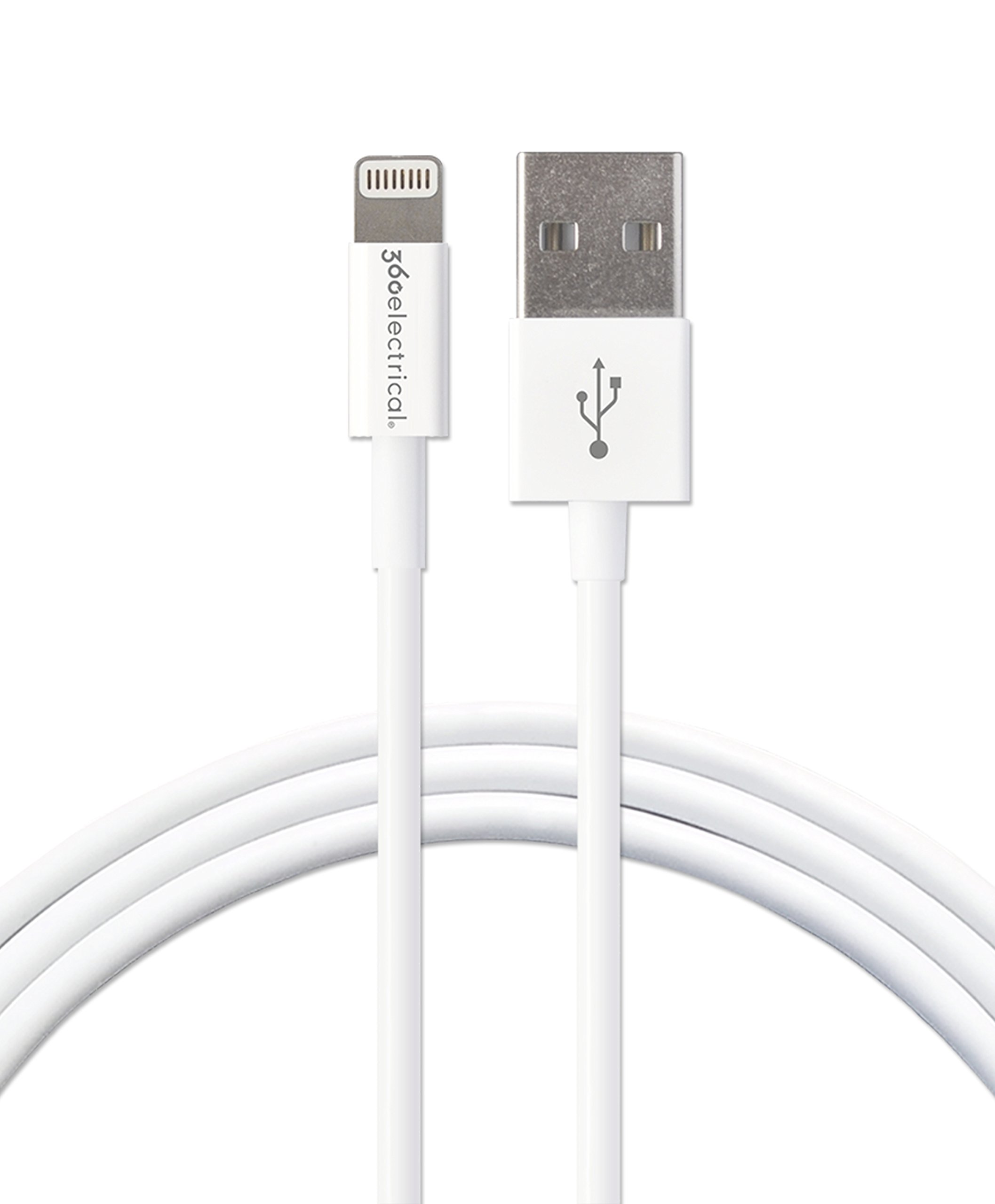 360 Electrical 36019 6-Foot QuickLink Lightning Charger & Sync Cable - Fast Charging & Data Transfer for iPhone, iPad - Perfect for Home, Office & Travel (White)