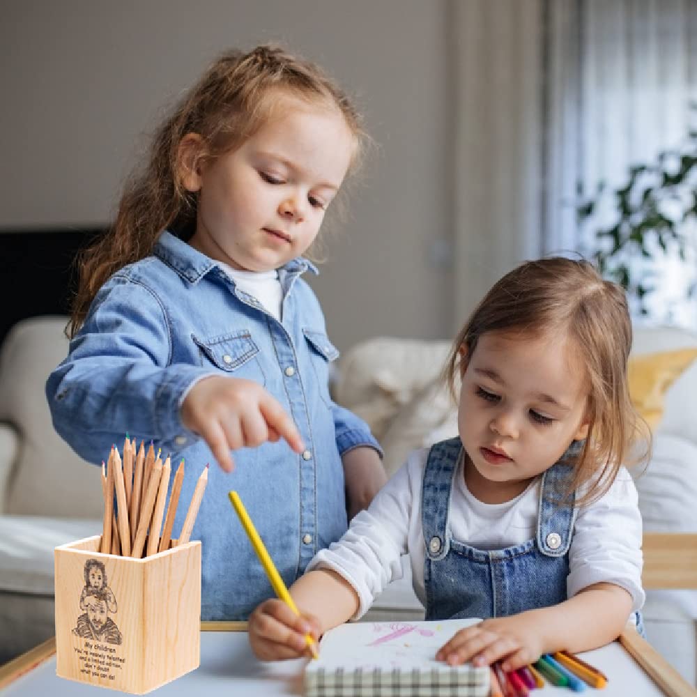 Custom Personalized Wooden Pencil Holder with Photo - Inspirational Desk Organizer, Cute Pen Cup for Teens | Unique Back to School Gift for Girls, Friends & Sisters | Perfect for Office, Study Desk & Dorm Room Decor