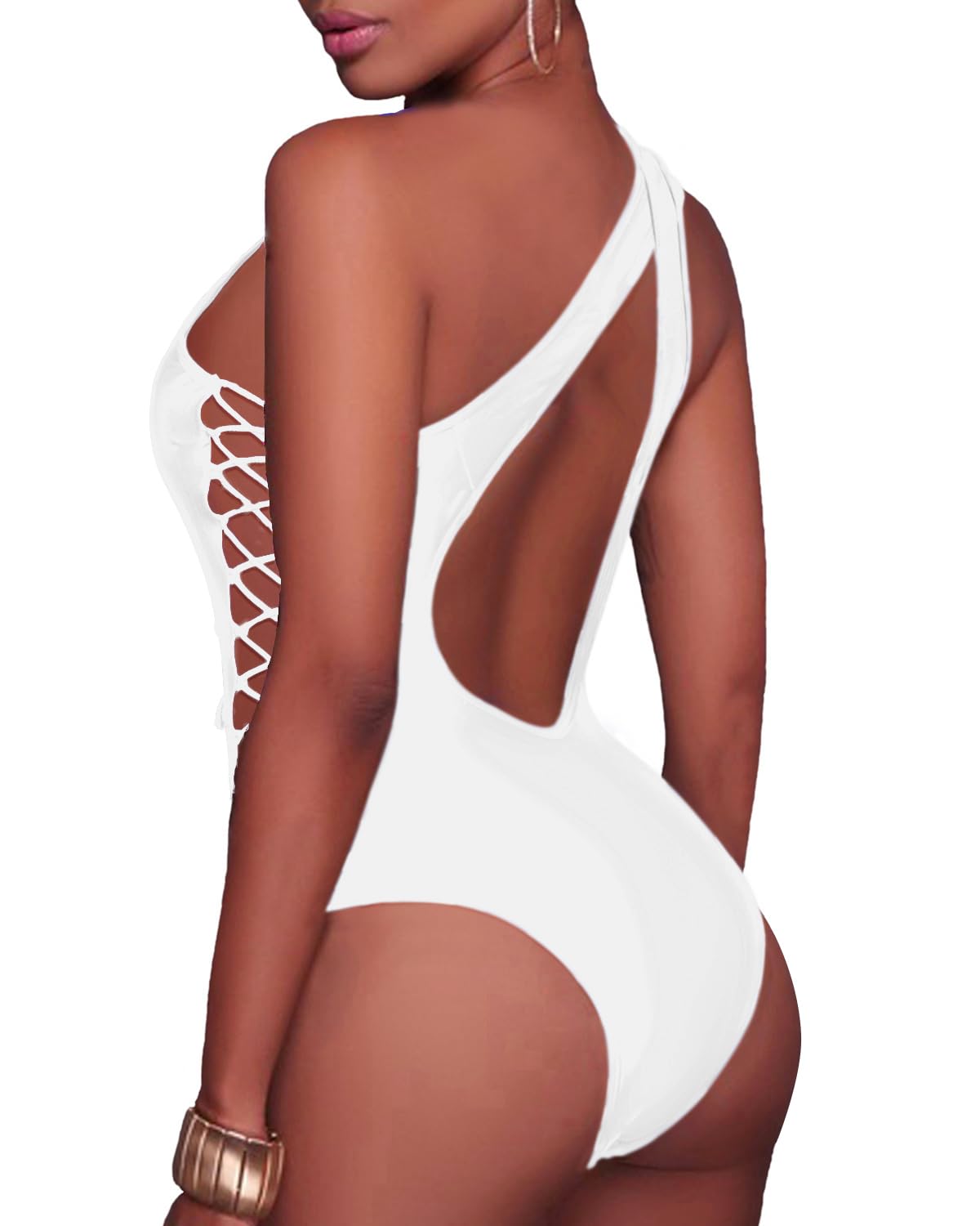 Holipick Women's Sexy One Piece Swimsuit - One Shoulder Lace Up Bathing Suit for Beach, Pool & Vacation | Tummy Control Swimwear for Women