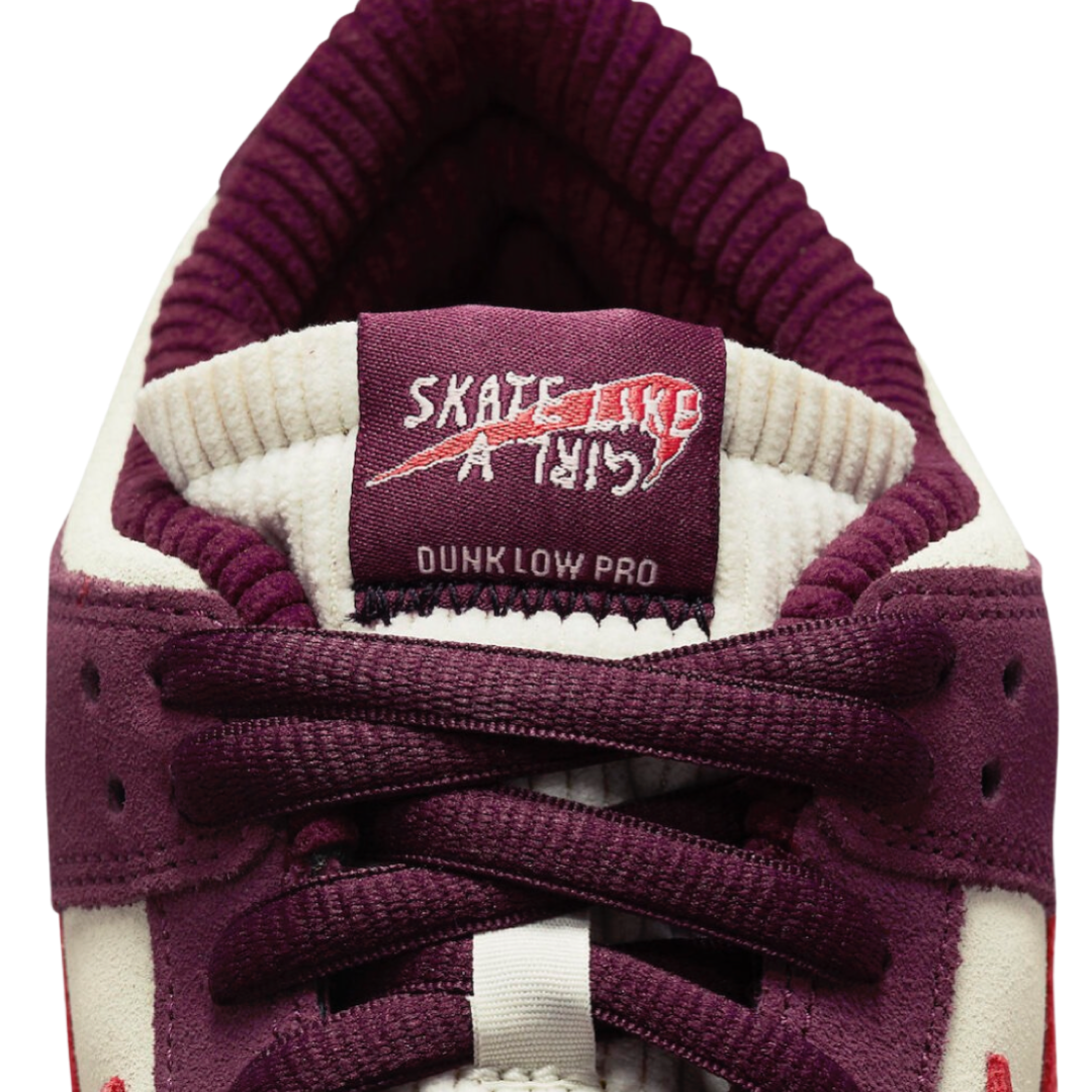 Nike SB Dunk Low QS Skate Like a Girl Sneakers - Dark Beetroot & Light Crimson Colorway - Perfect for Skateboarding, Streetwear Fashion & Casual Wear