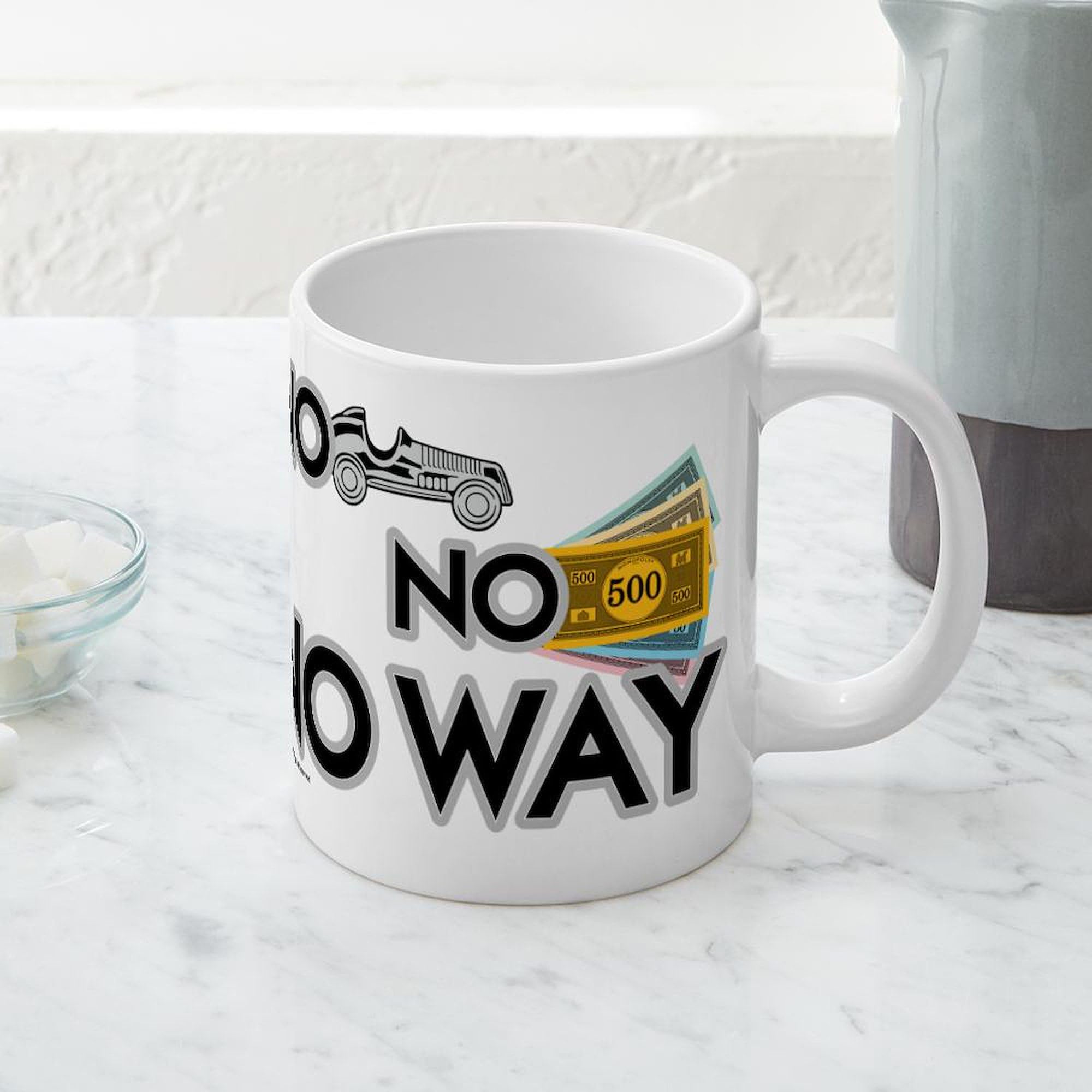Monopoly NO WAY 20 oz Ceramic Coffee Mega Mug - Large Insulated Coffee Cup for Home, Office & Gifts - Funny Board Game Themed Drinkware